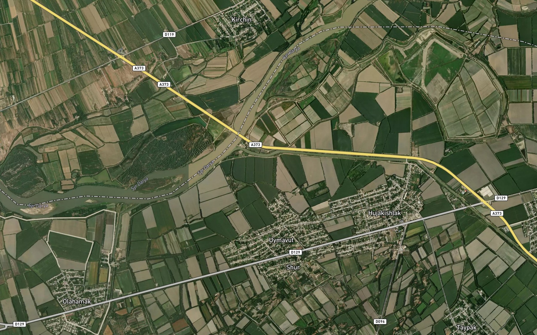 Satellite map of the Shimoliy Bag`dod Kollektori