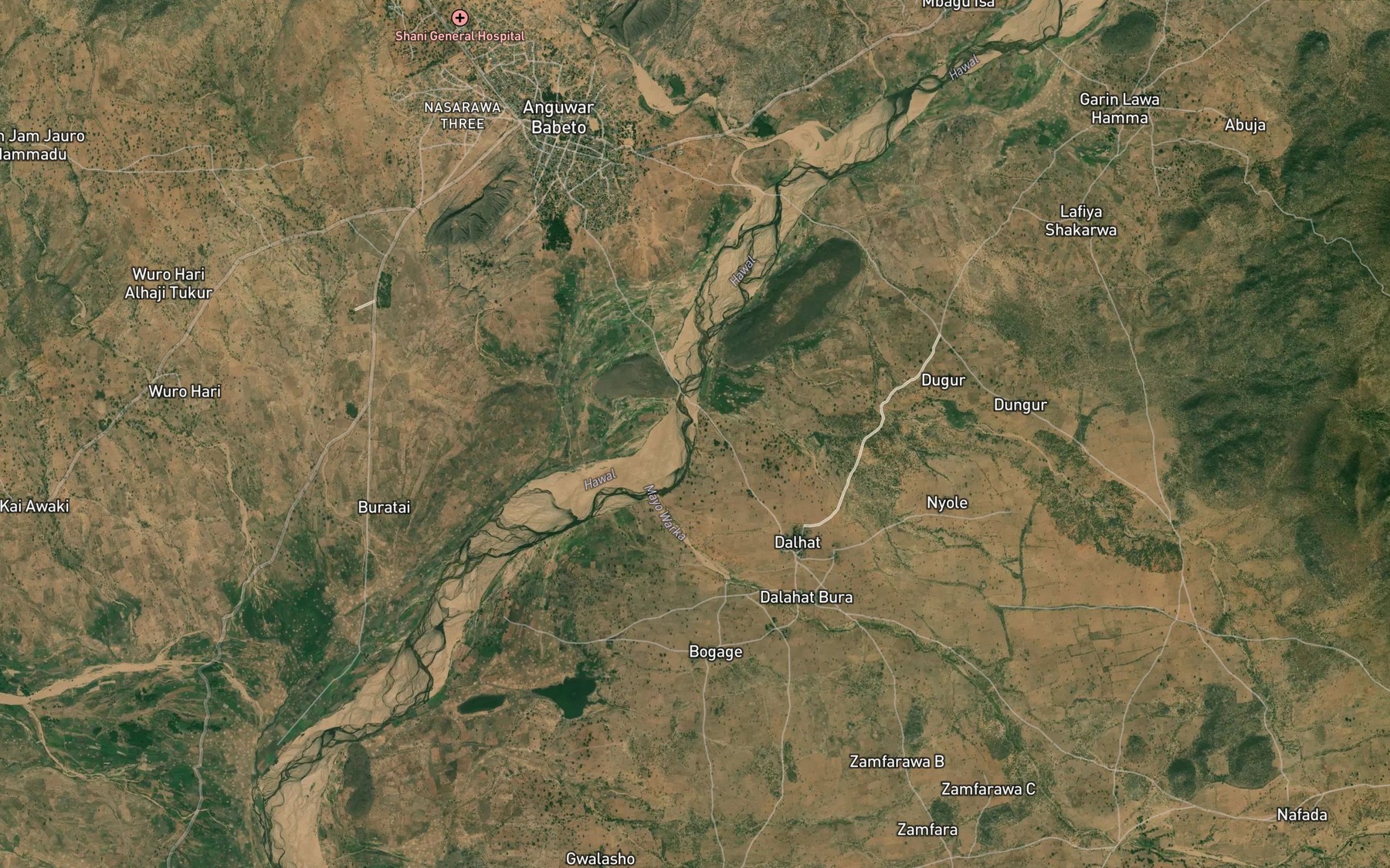 Satellite map of the Mayo Guadubi