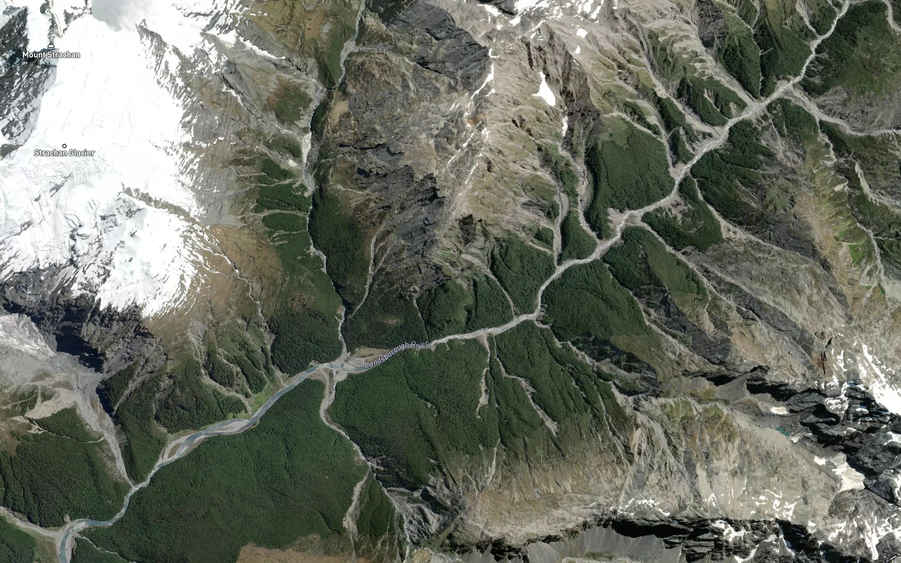 Satellite map of the Williams Creek