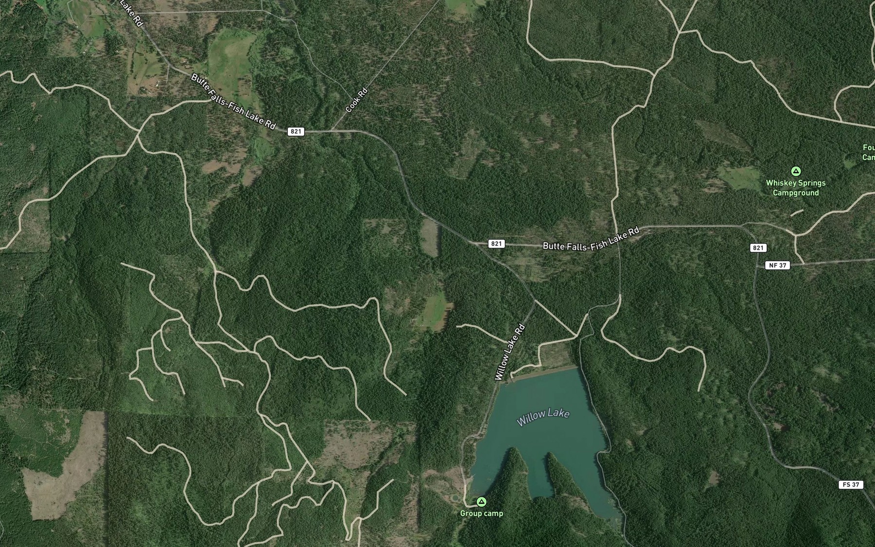 Satellite map of the Horse Creek