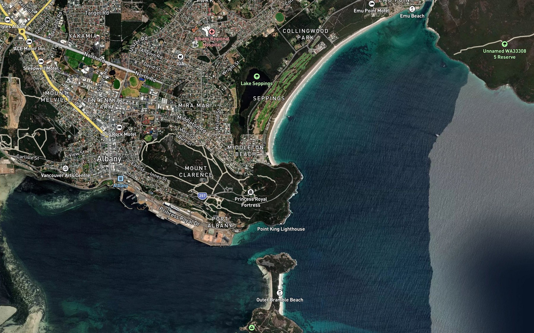 Satellite map of the Ellen Cove