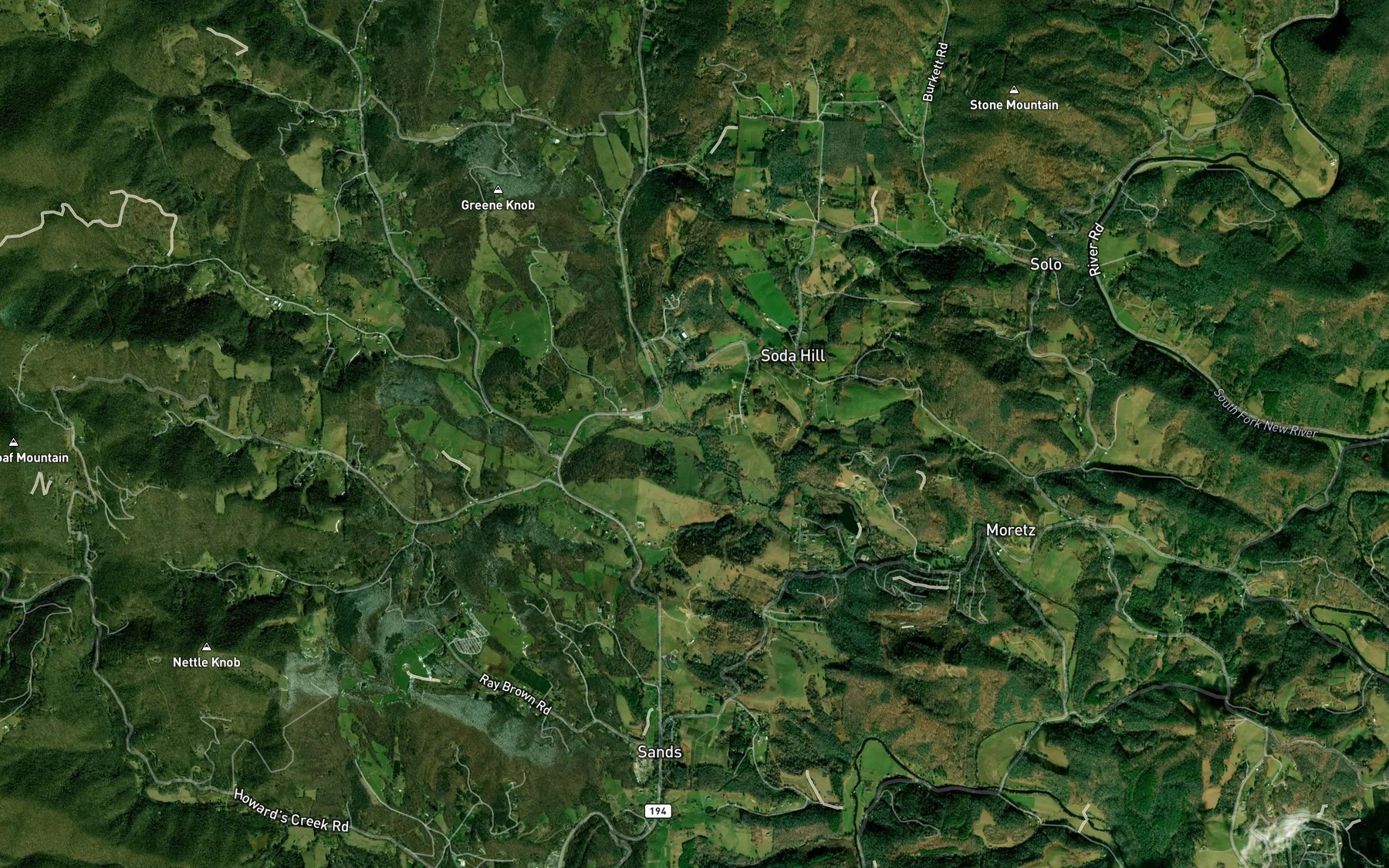 Satellite map of the Rittle Fork