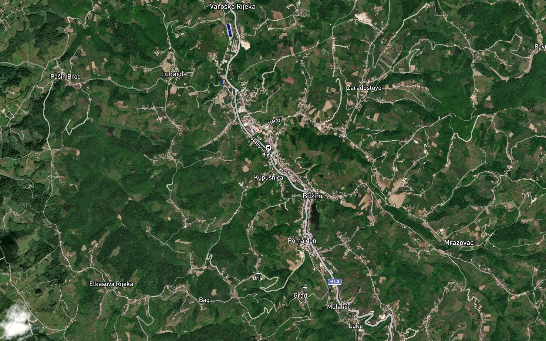 Satellite map of the Vrajica Potok
