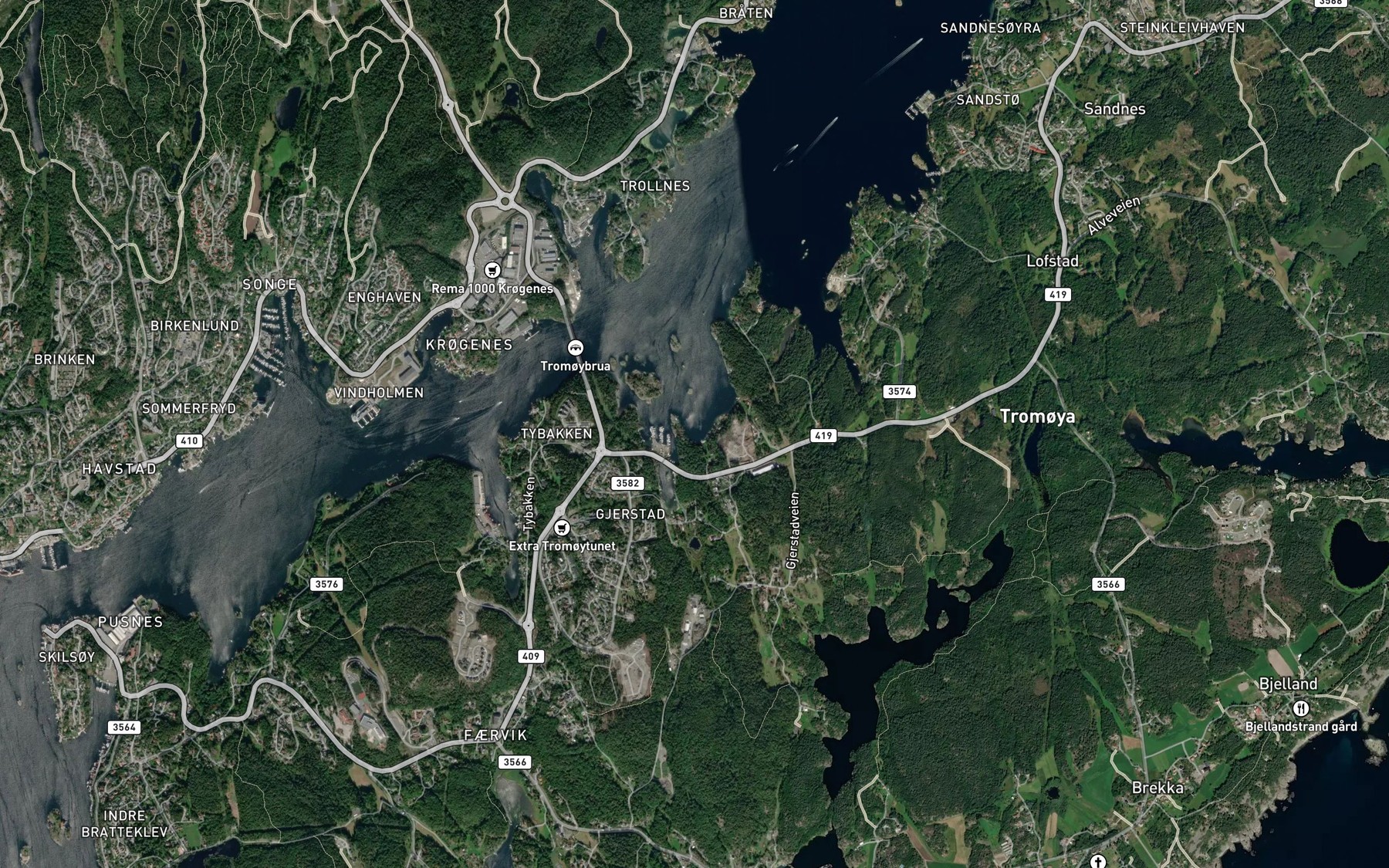 Satellite map of the Rorendalsbukta