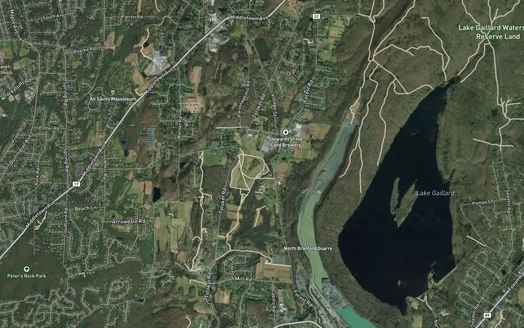 Satellite map of the Augurs Ice Pond