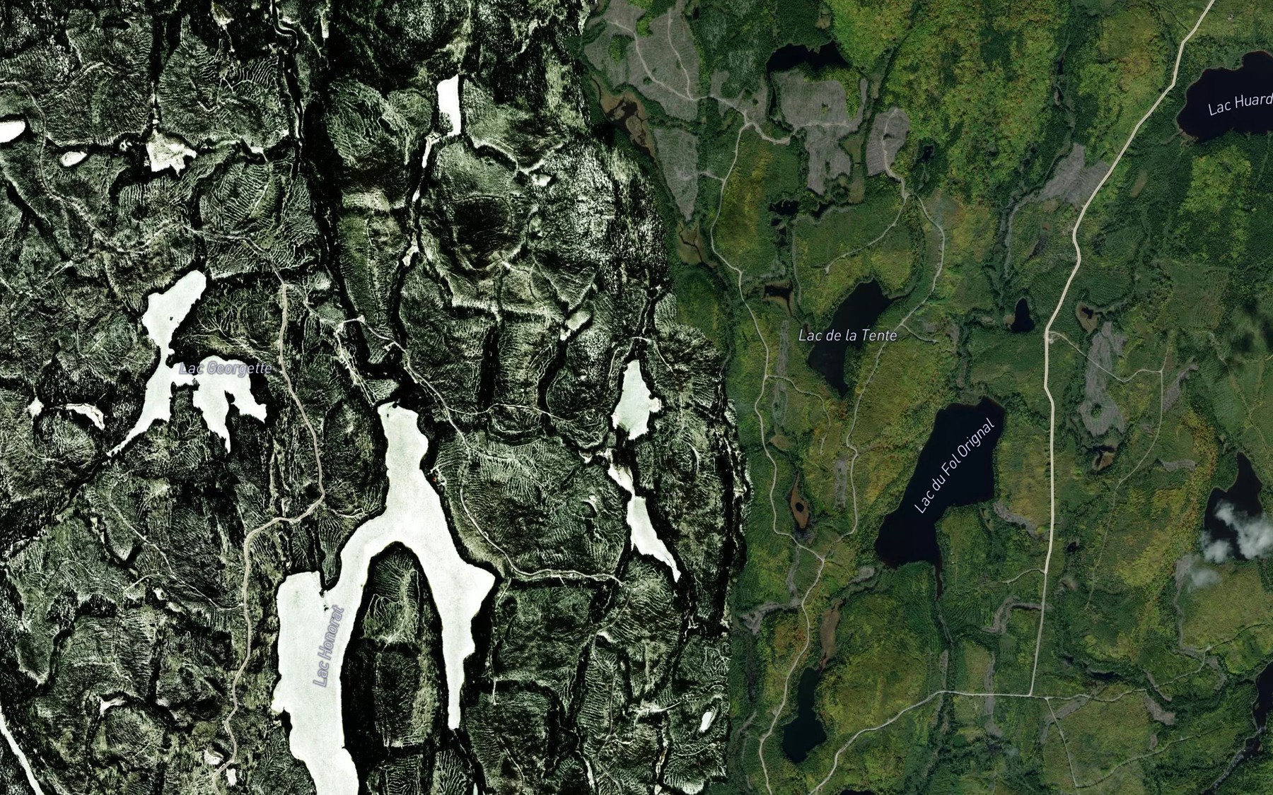 Satellite map of the Petit lac a la Loutre