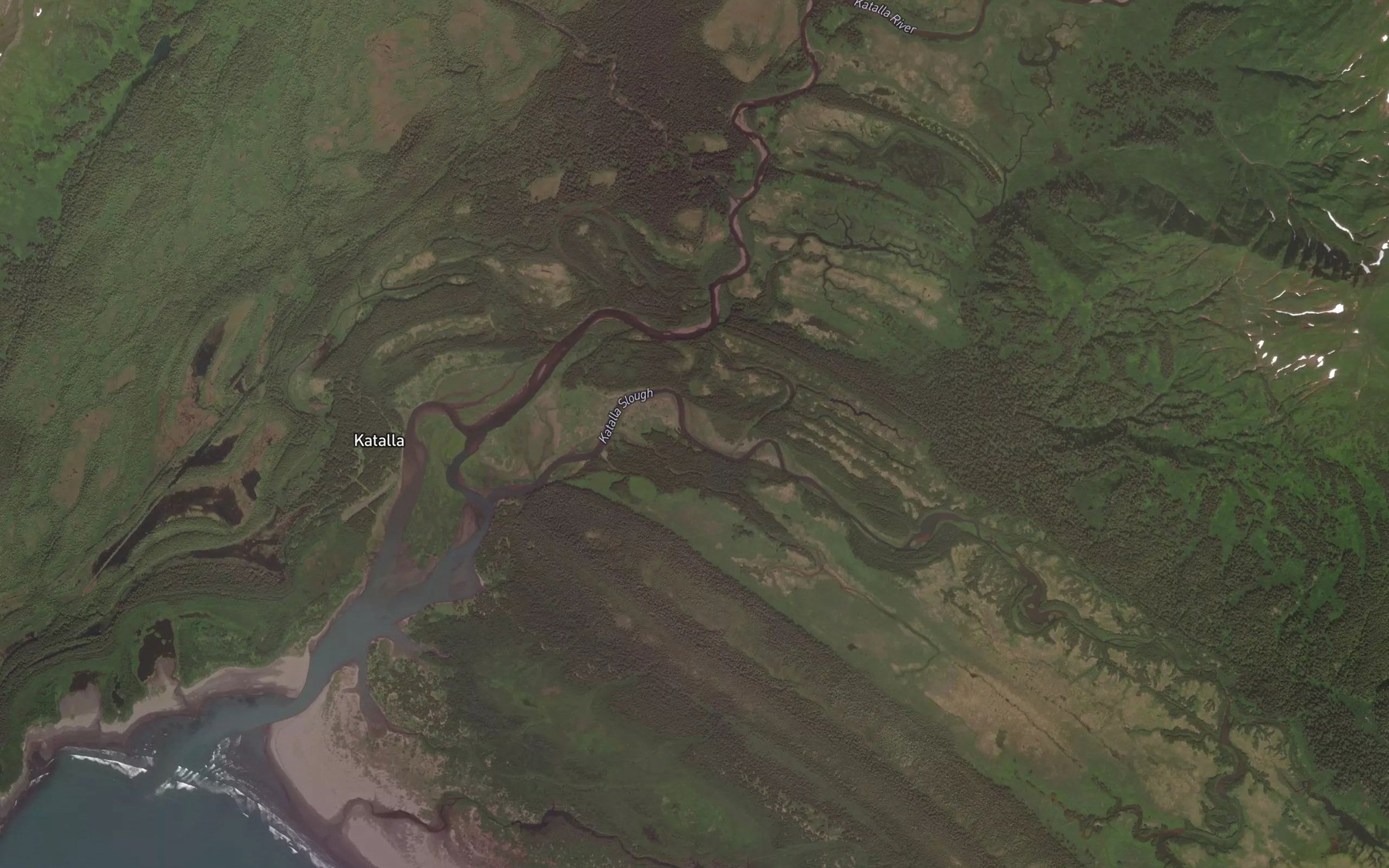 Satellite map of the Katalla Slough