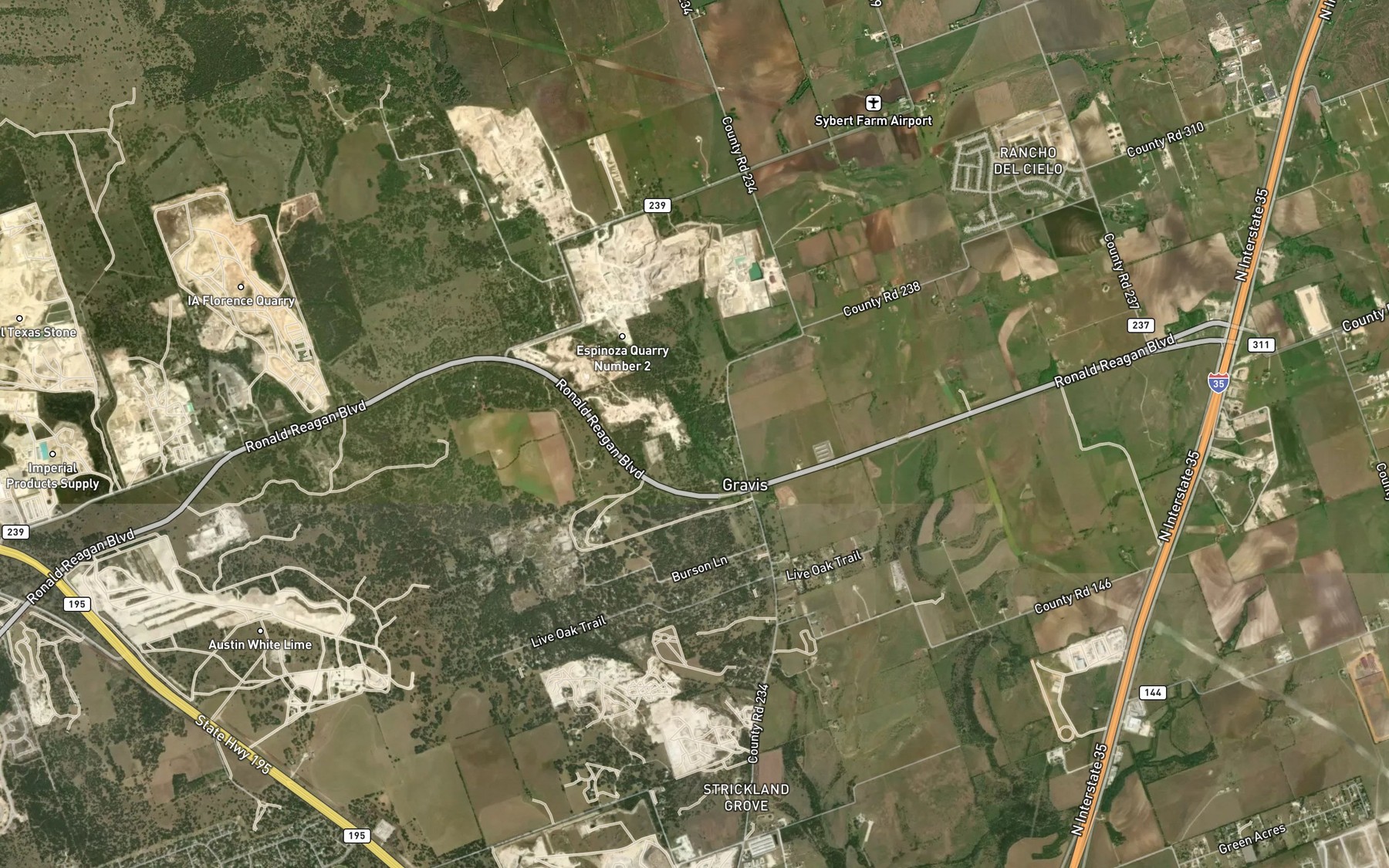 Satellite map of the Cobbs Springs Branch