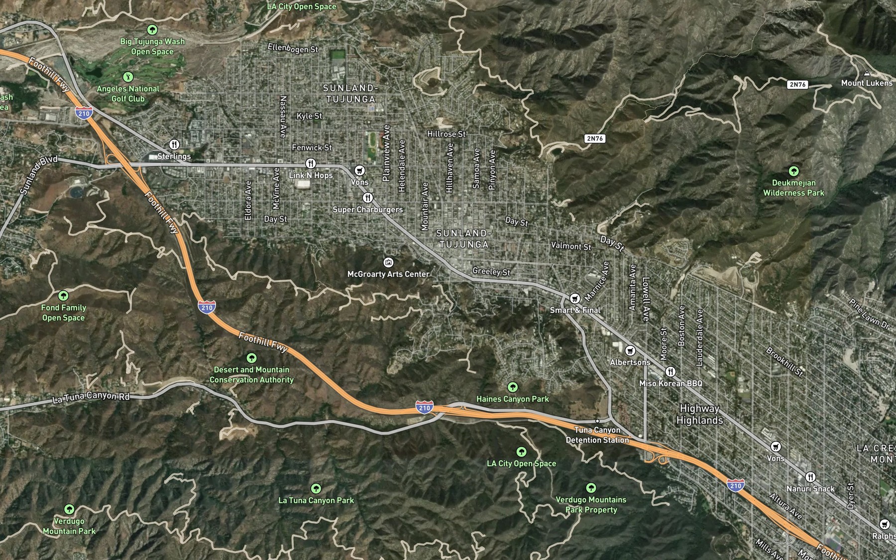 Satellite map of the Haines Canyon Channel