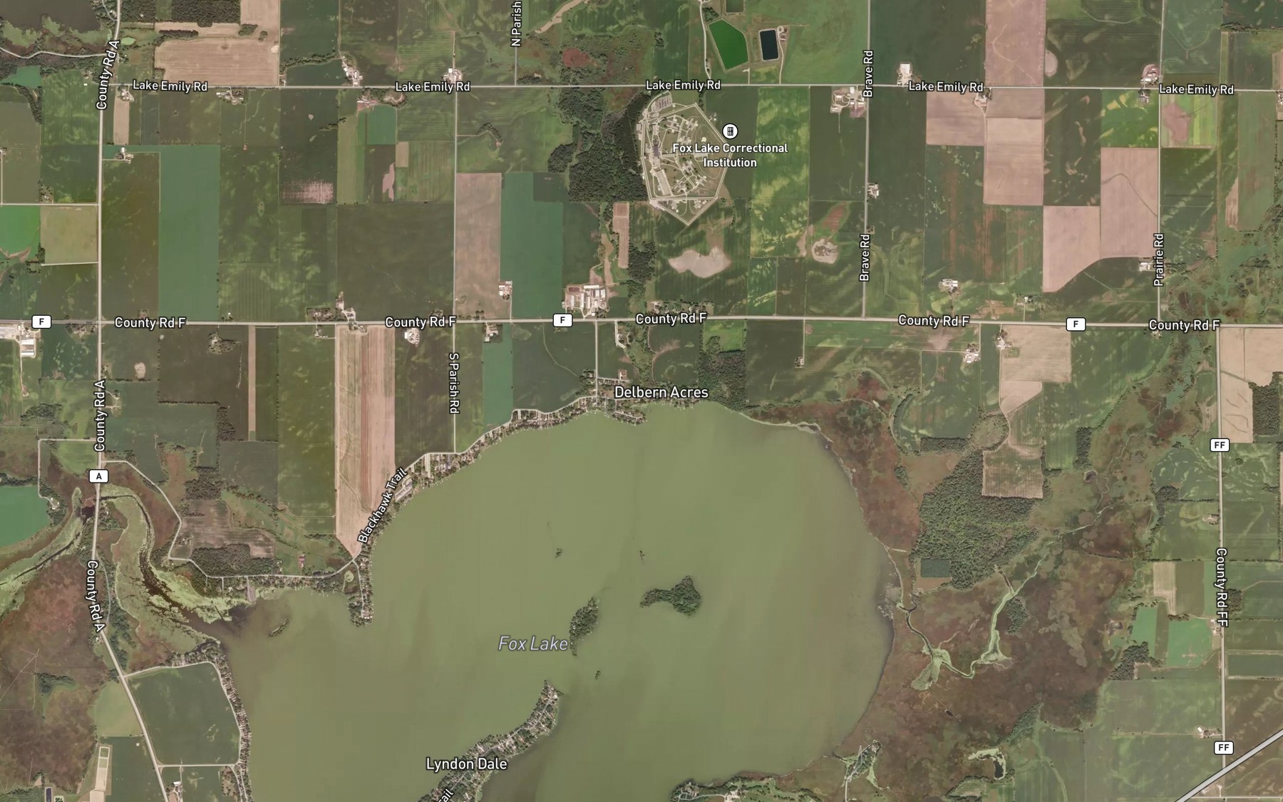 Satellite map of the Drew Creek
