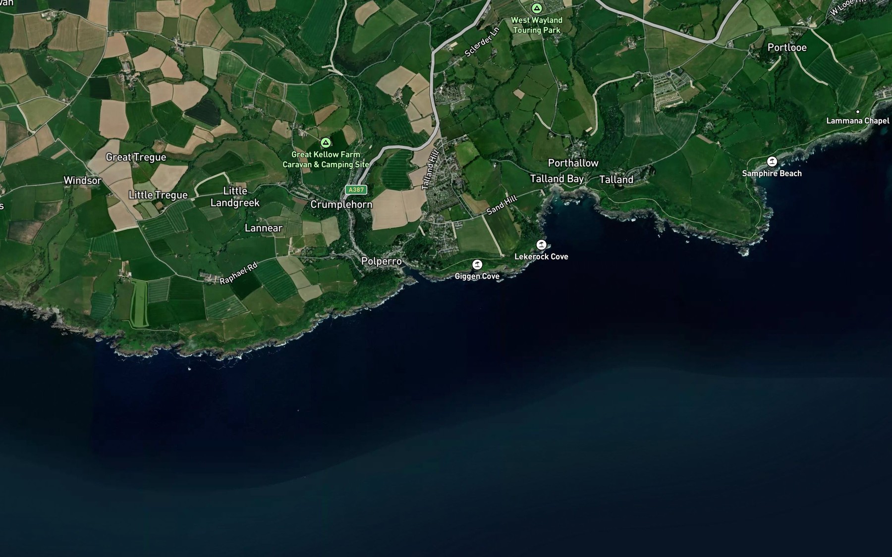 Satellite map of the Tinkers Cove