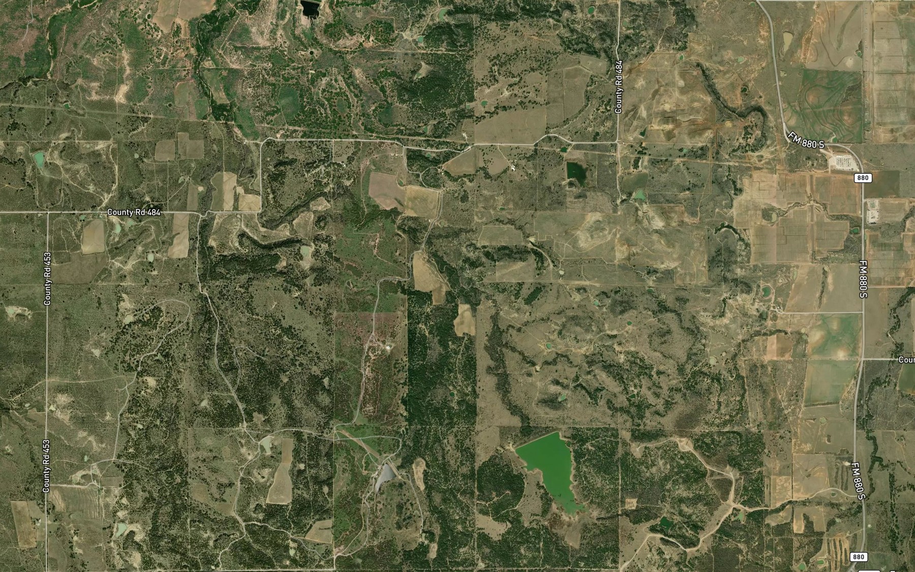 Satellite map of the East Fork Brushy Creek
