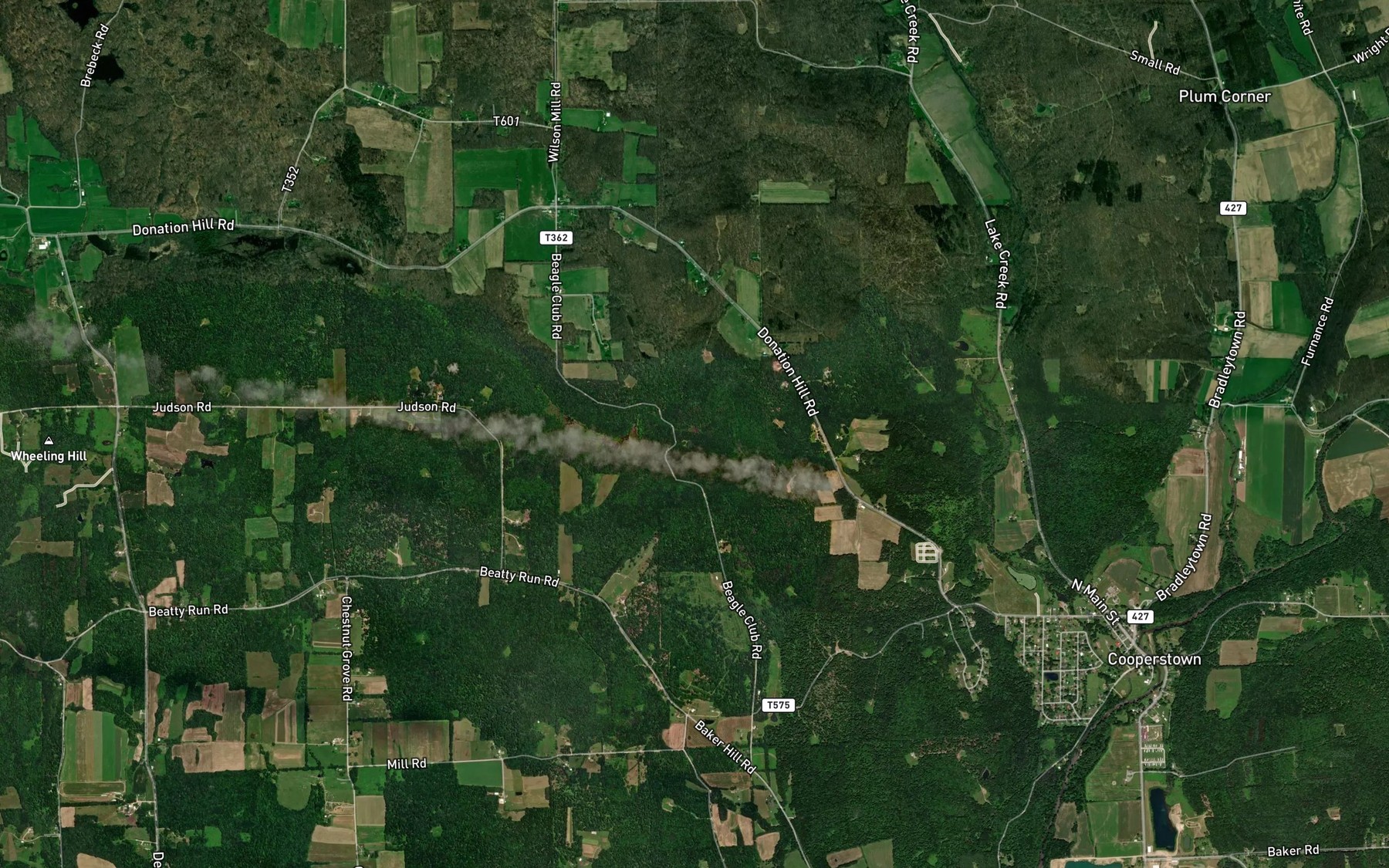 Satellite map of the McCauley Run
