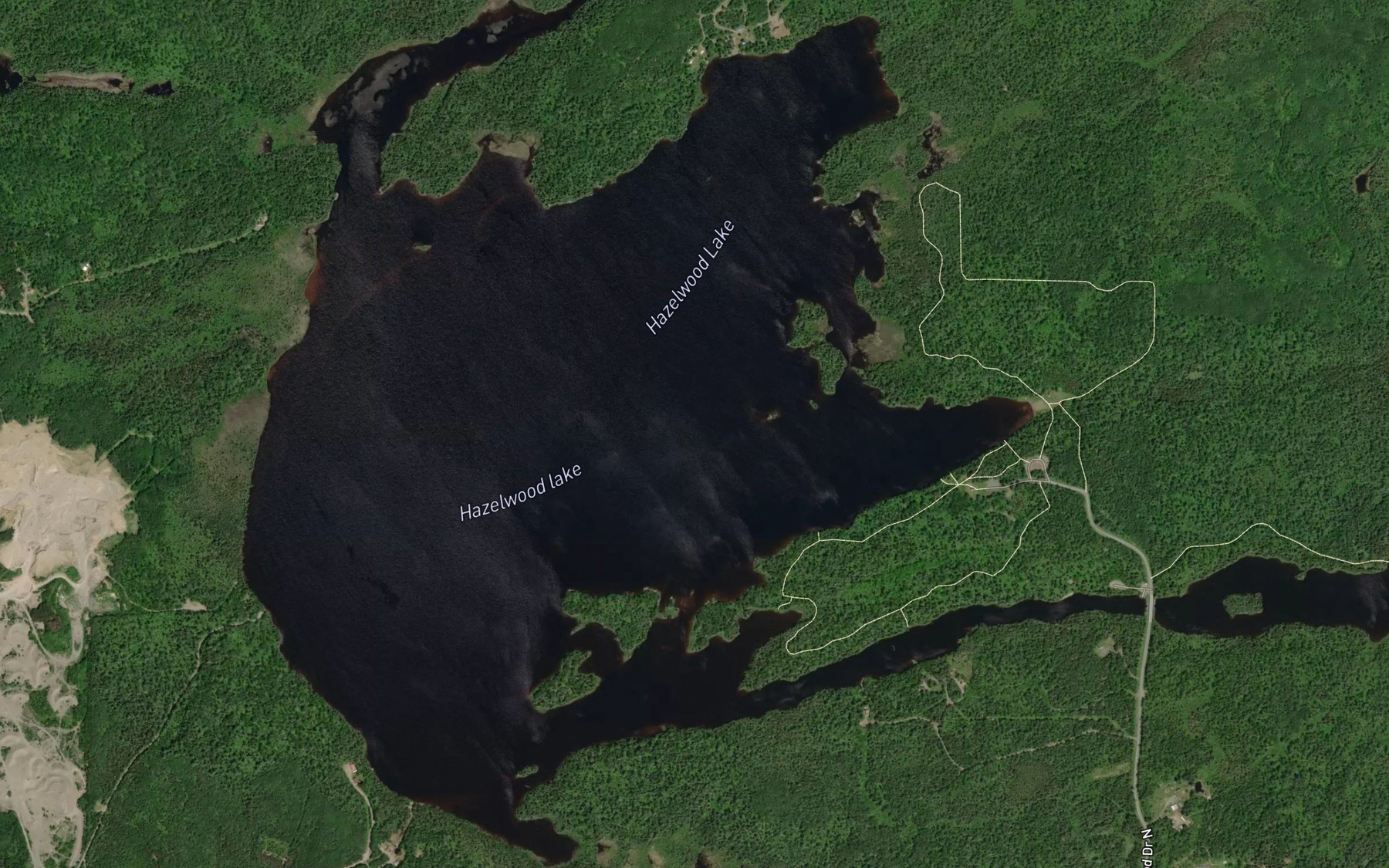 Satellite map of the Hazelwood Lake