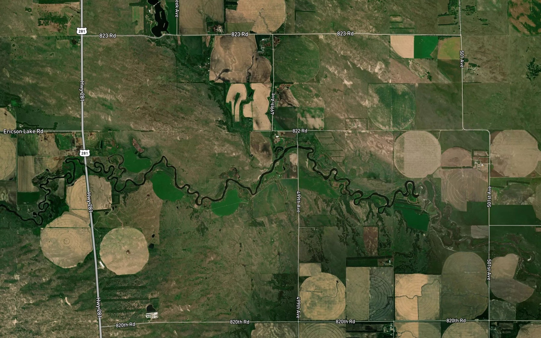 Satellite map of the Clear Creek