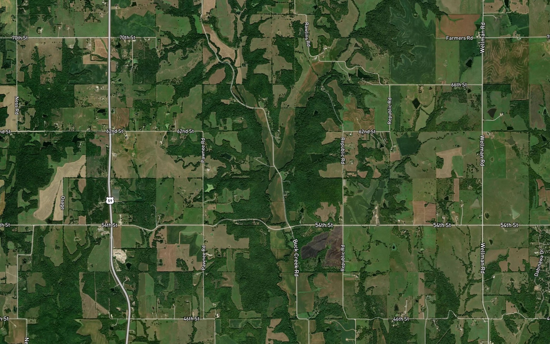 Satellite map of the Little Buck Creek