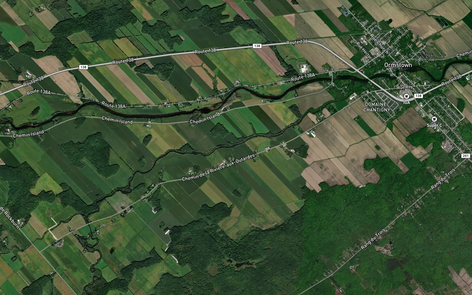 Satellite map of the Ruisseau Finlayson