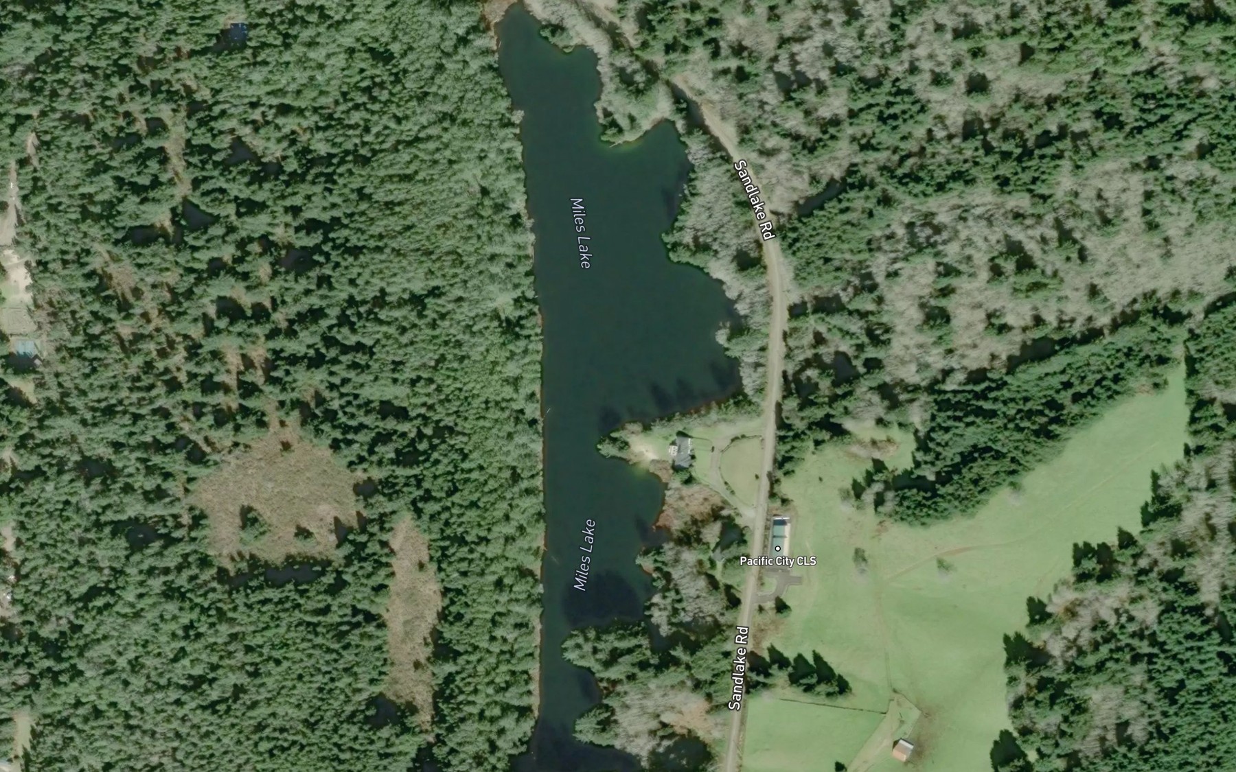 Satellite map of the Miles Lake