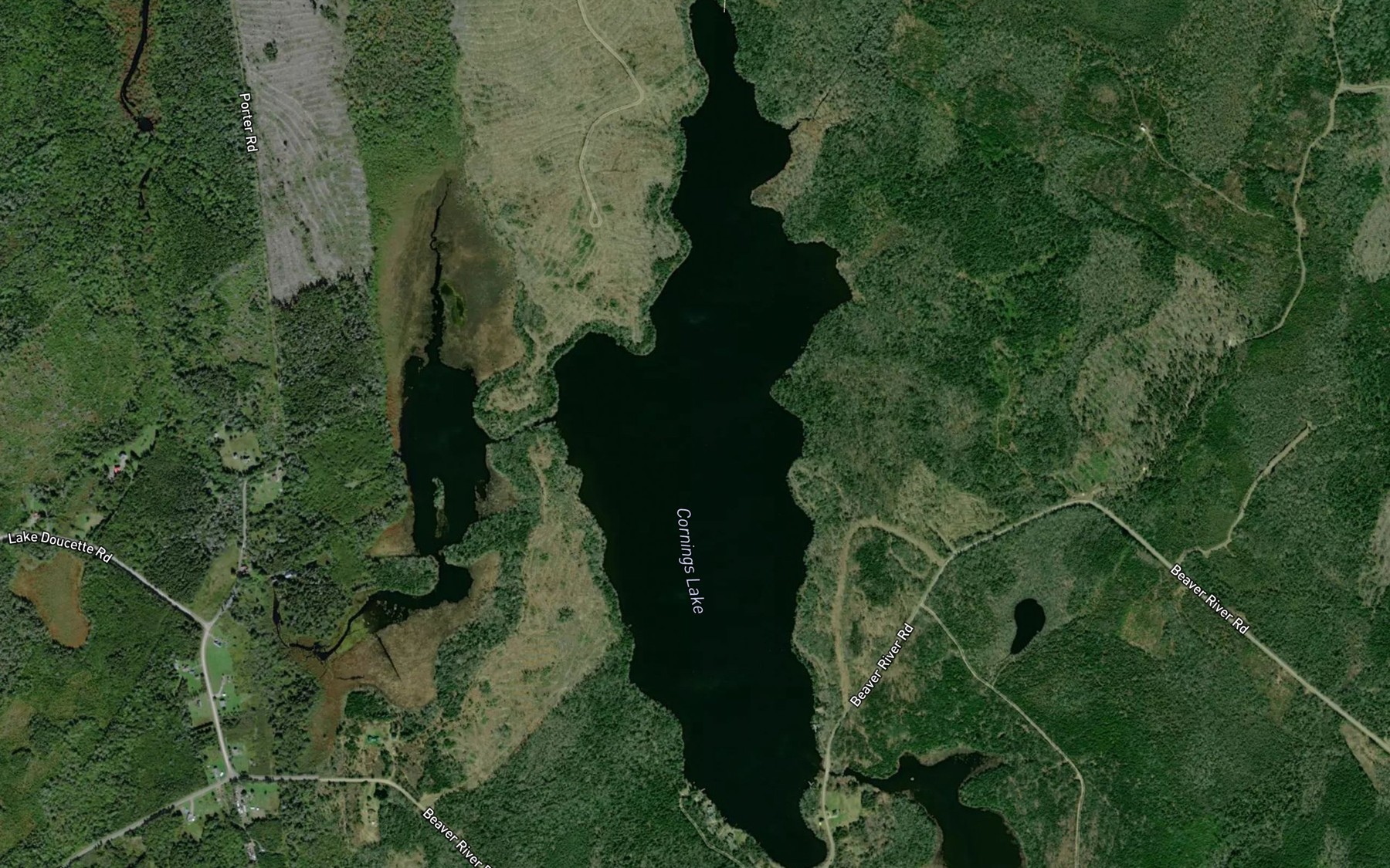 Satellite map of the Cornings Lake
