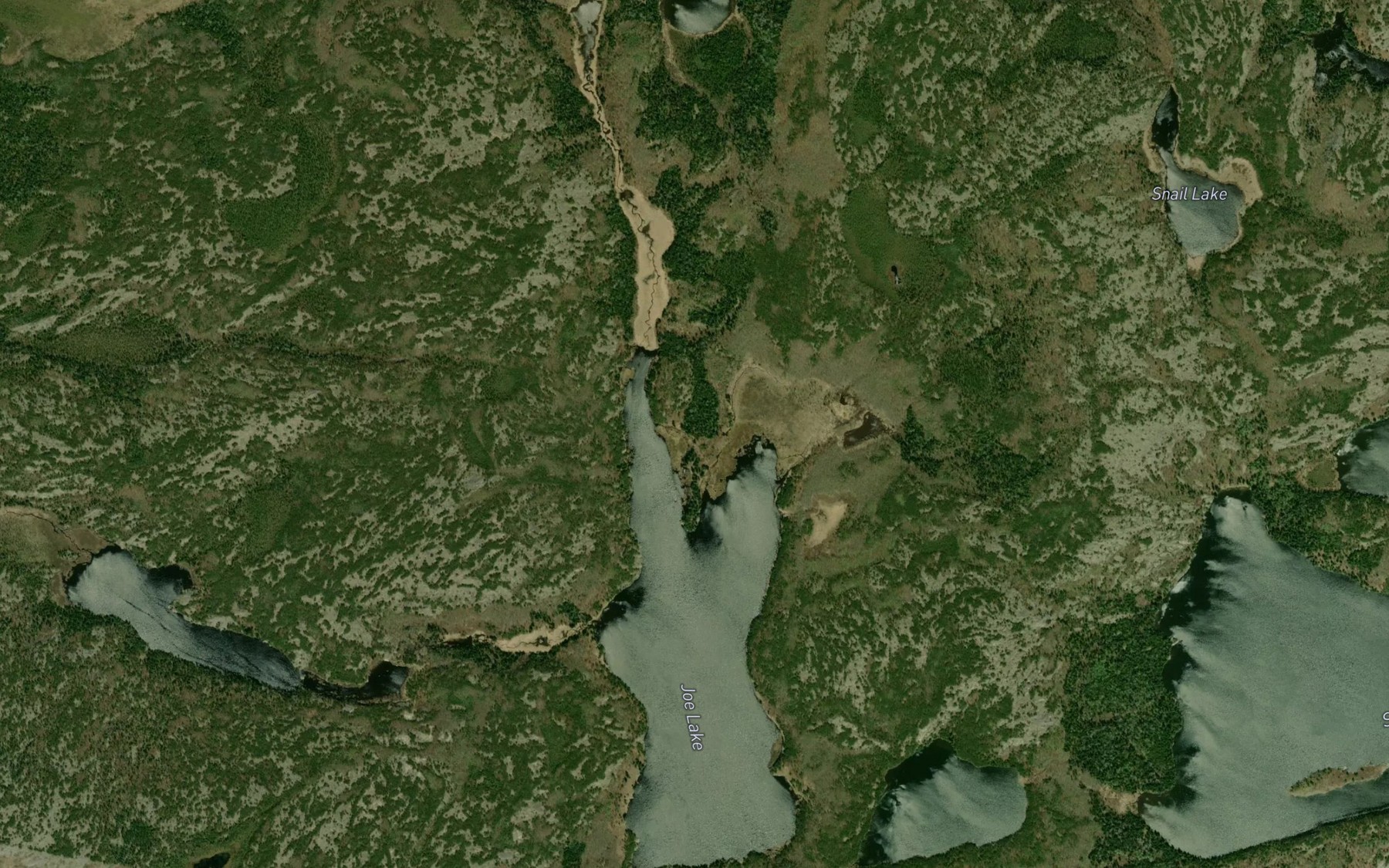 Satellite map of the Joe Lake