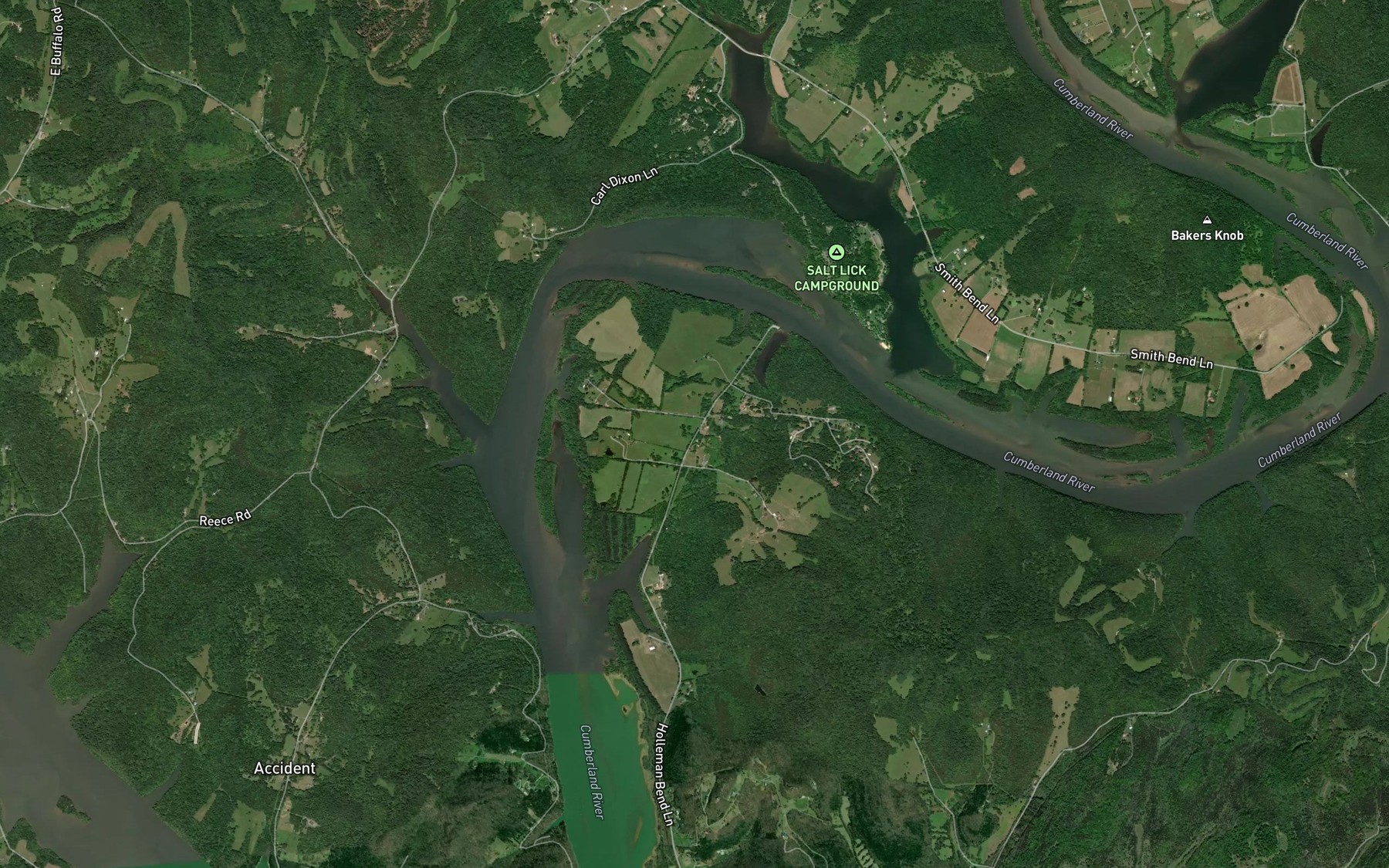 Satellite map of the Holleman Bend