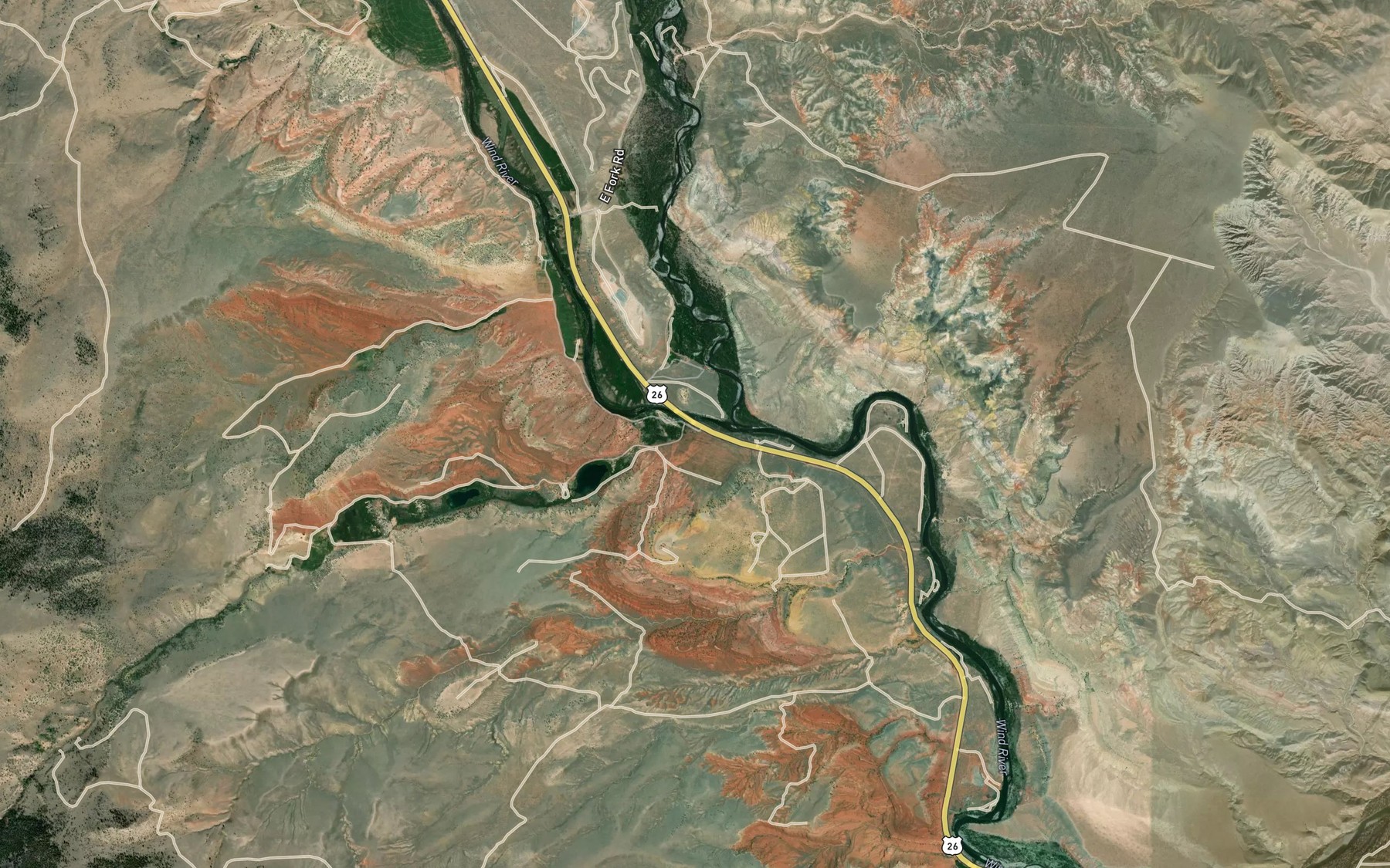 Satellite map of the Blue Hole Creek