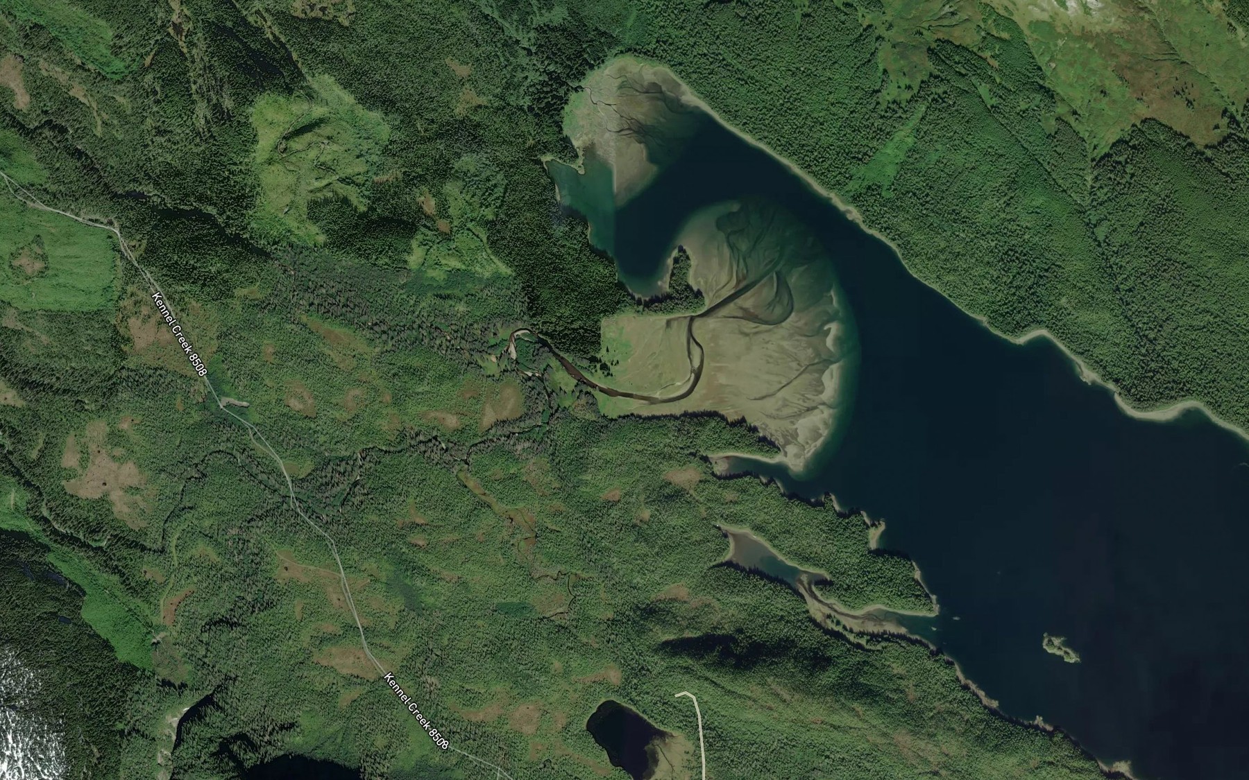 Satellite map of the Freshwater Creek