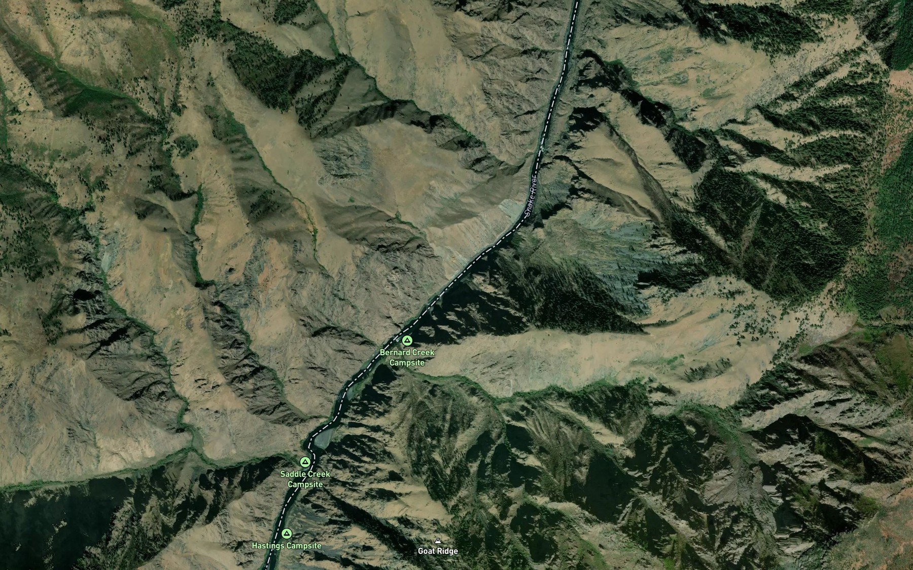 Satellite map of the Marks Creek