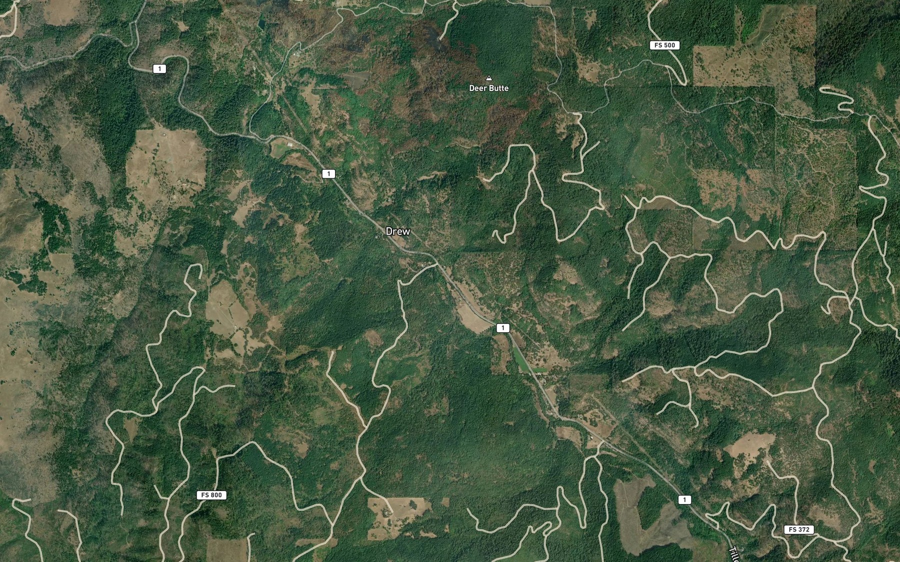 Satellite map of the Camp Creek