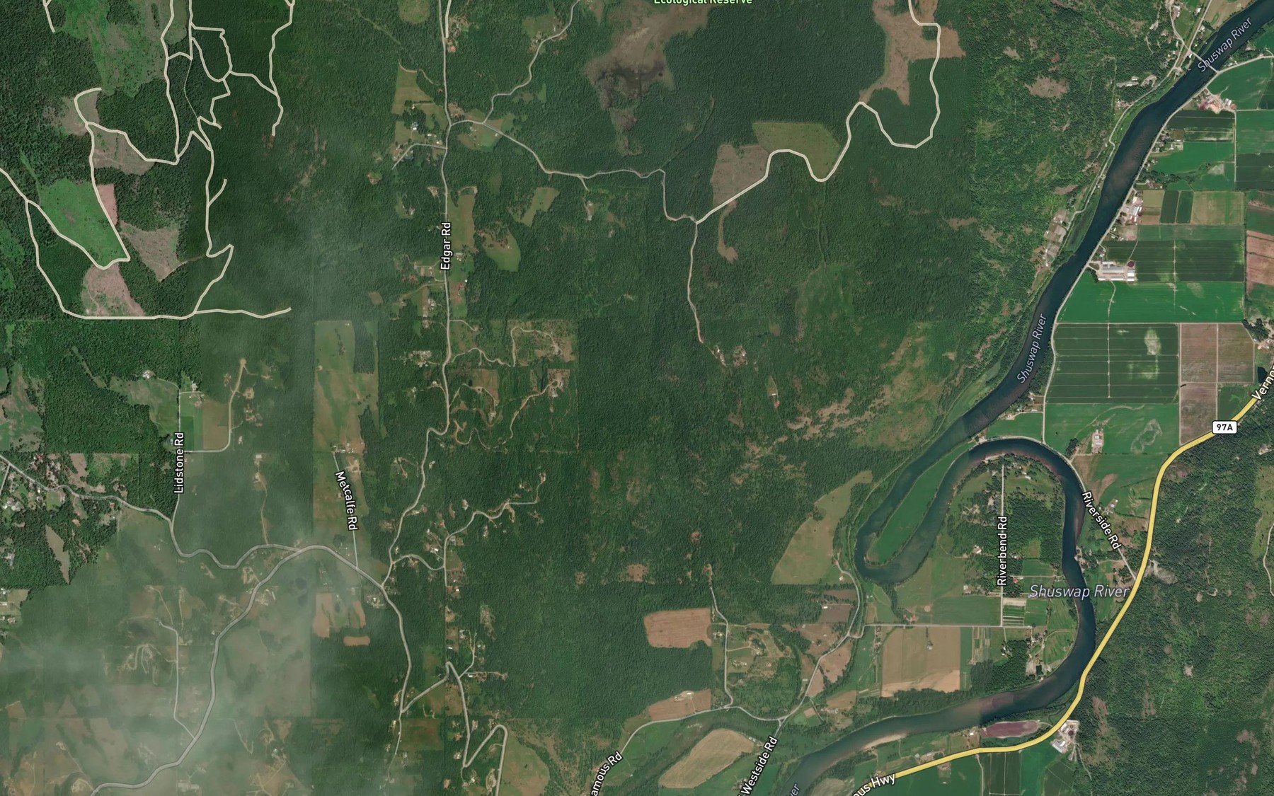 Satellite map of the Metcalfe Creek