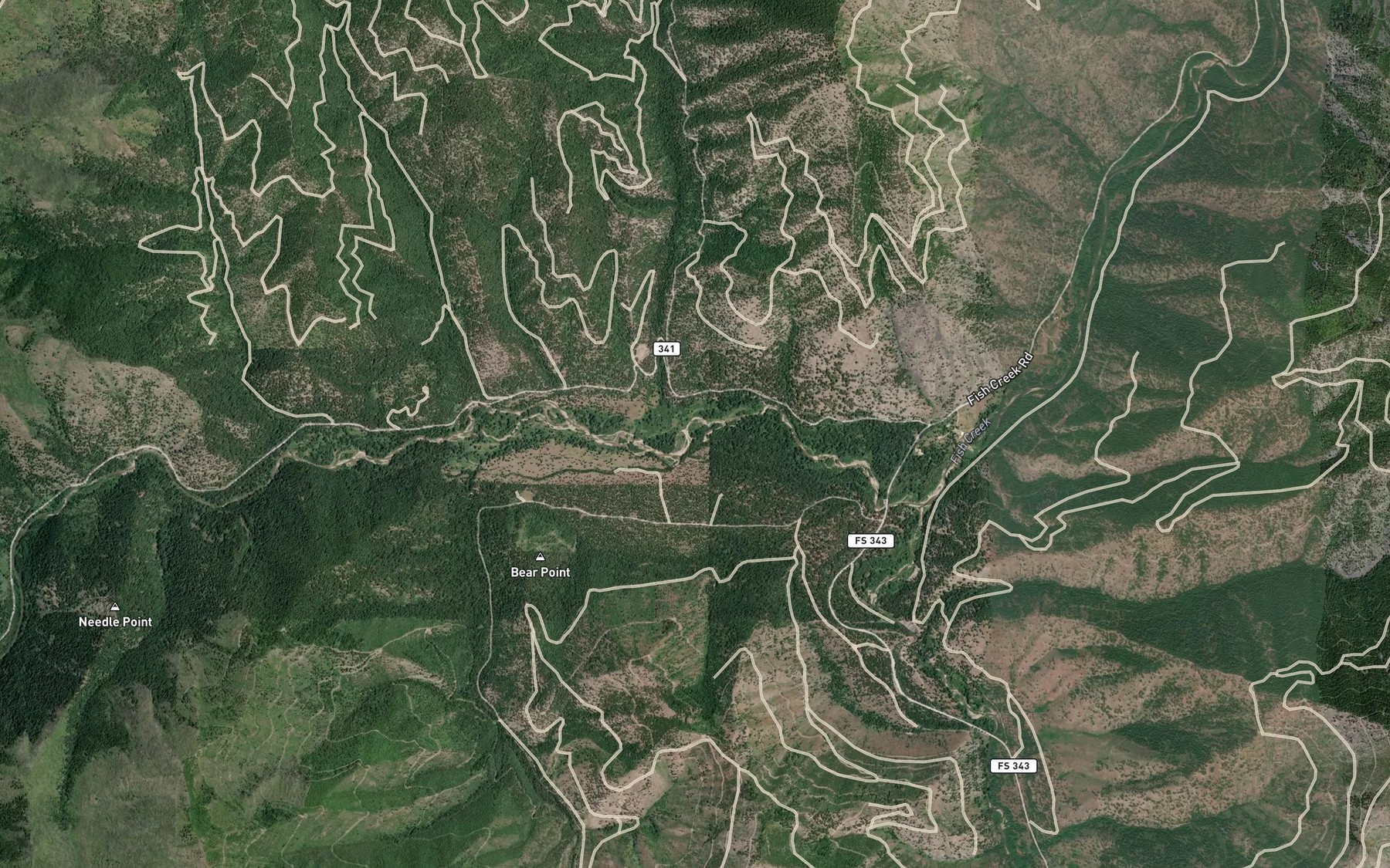 Satellite map of the Trail Creek