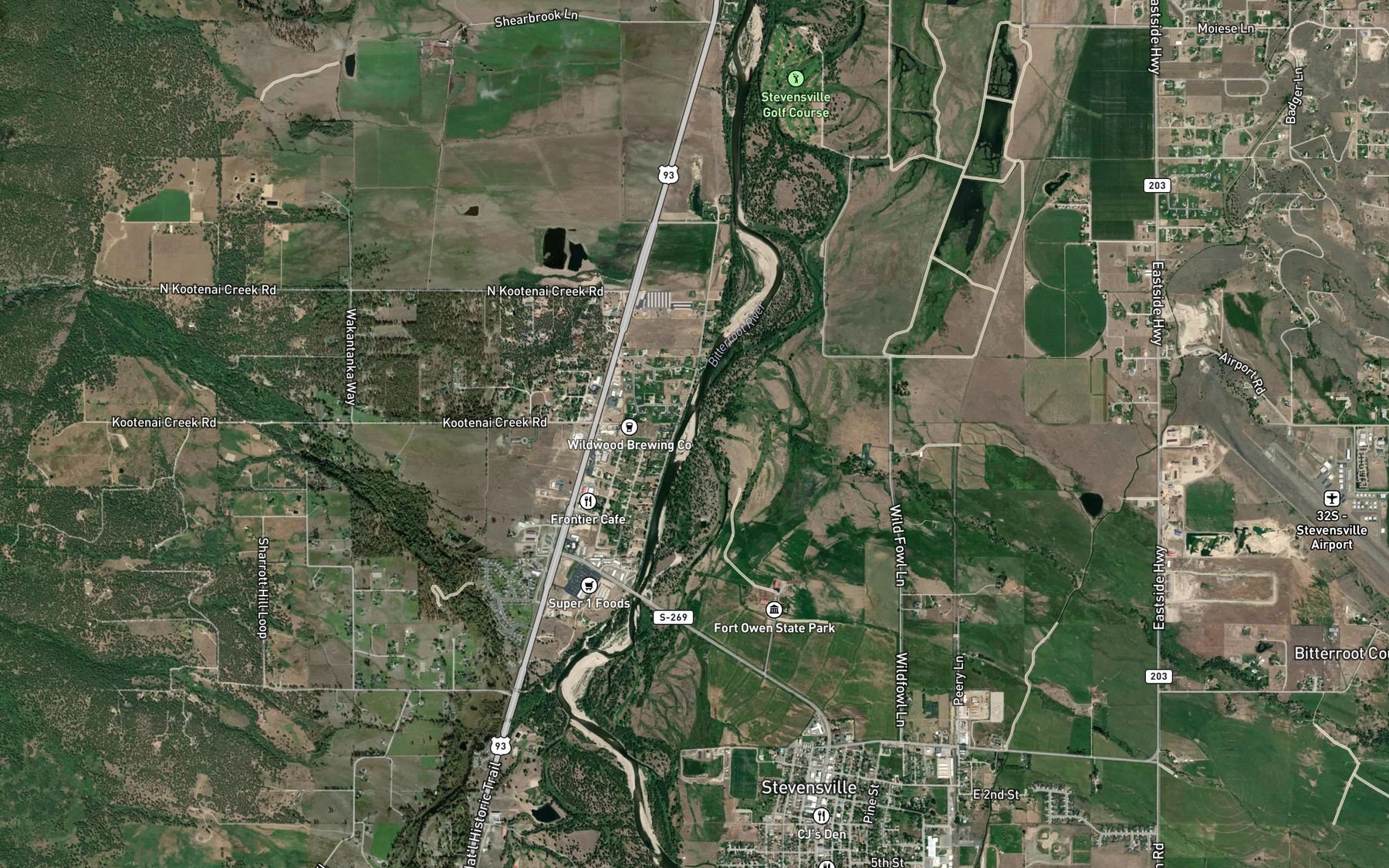 Satellite map of the Mill Creek