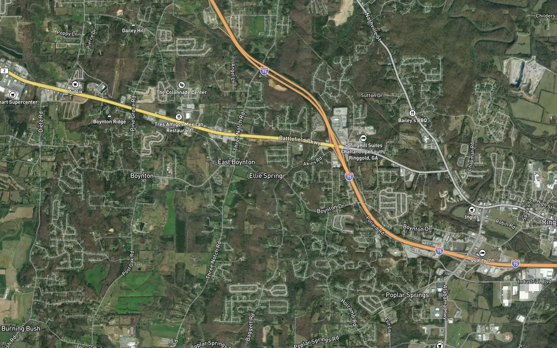 Satellite map of the Ellis Spring