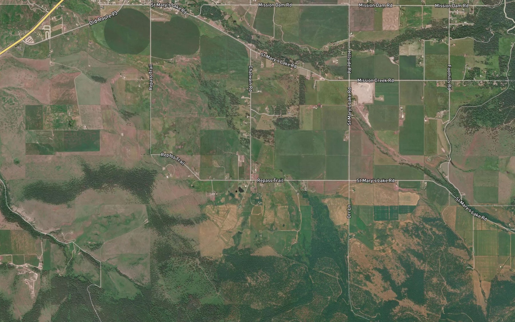 Satellite map of the McCollum Creek