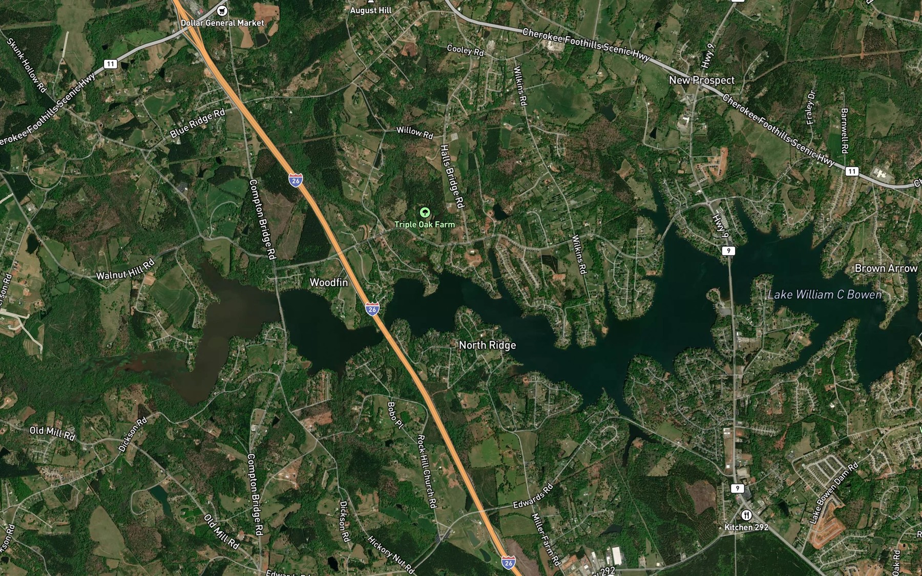 Satellite map of the Turkey Creek