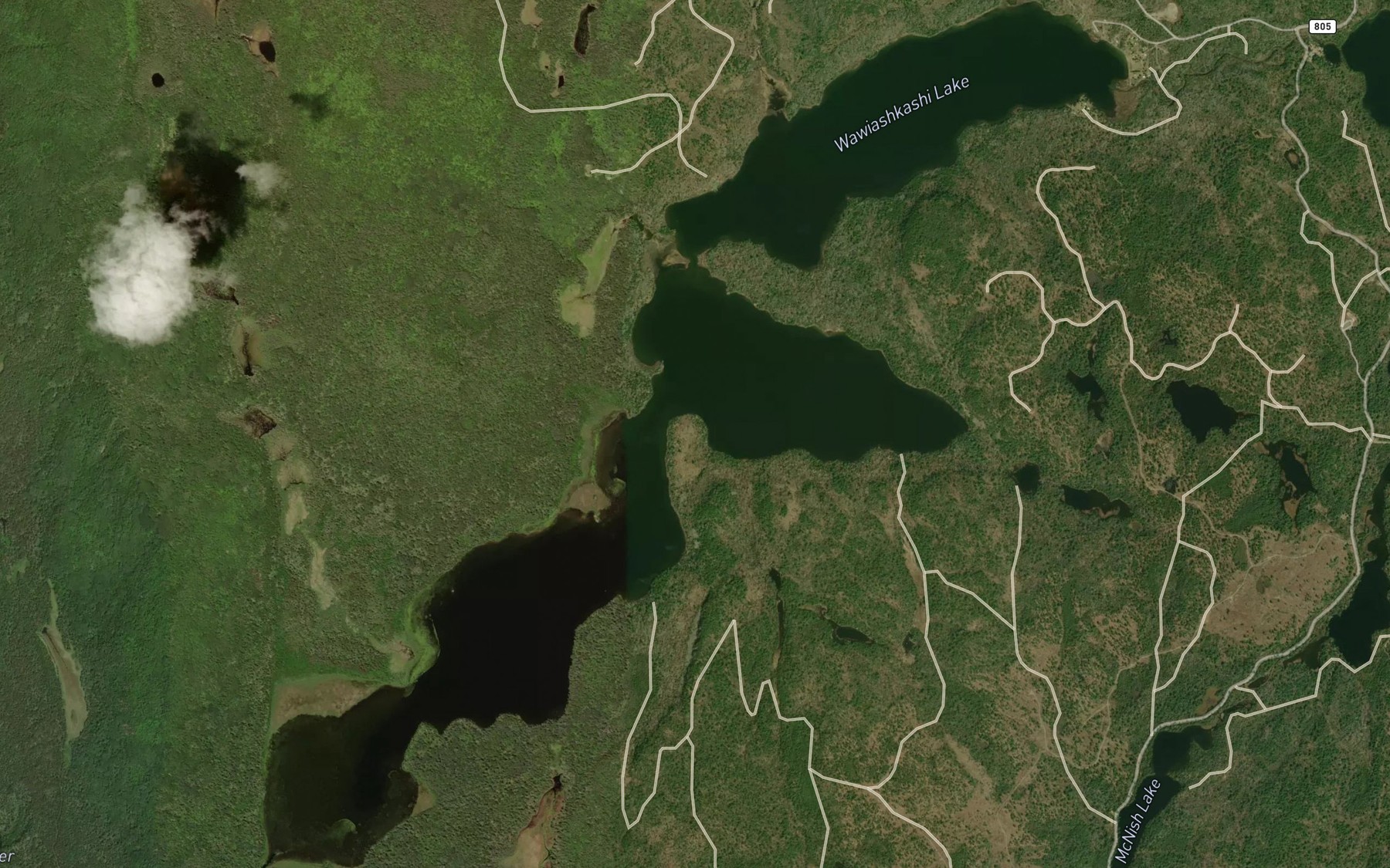 Satellite map of the Wawiashkashi Lake