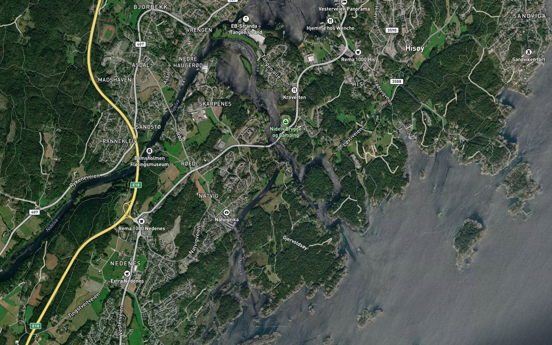 Satellite map of the Seksmannsstrommen