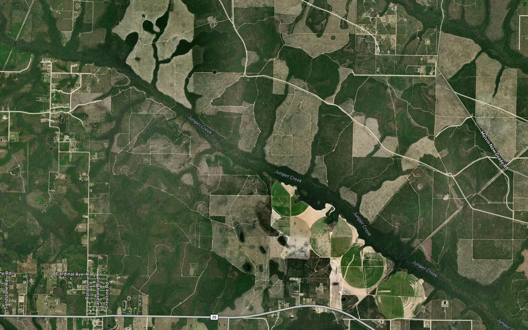 Satellite map of the Huey Branch