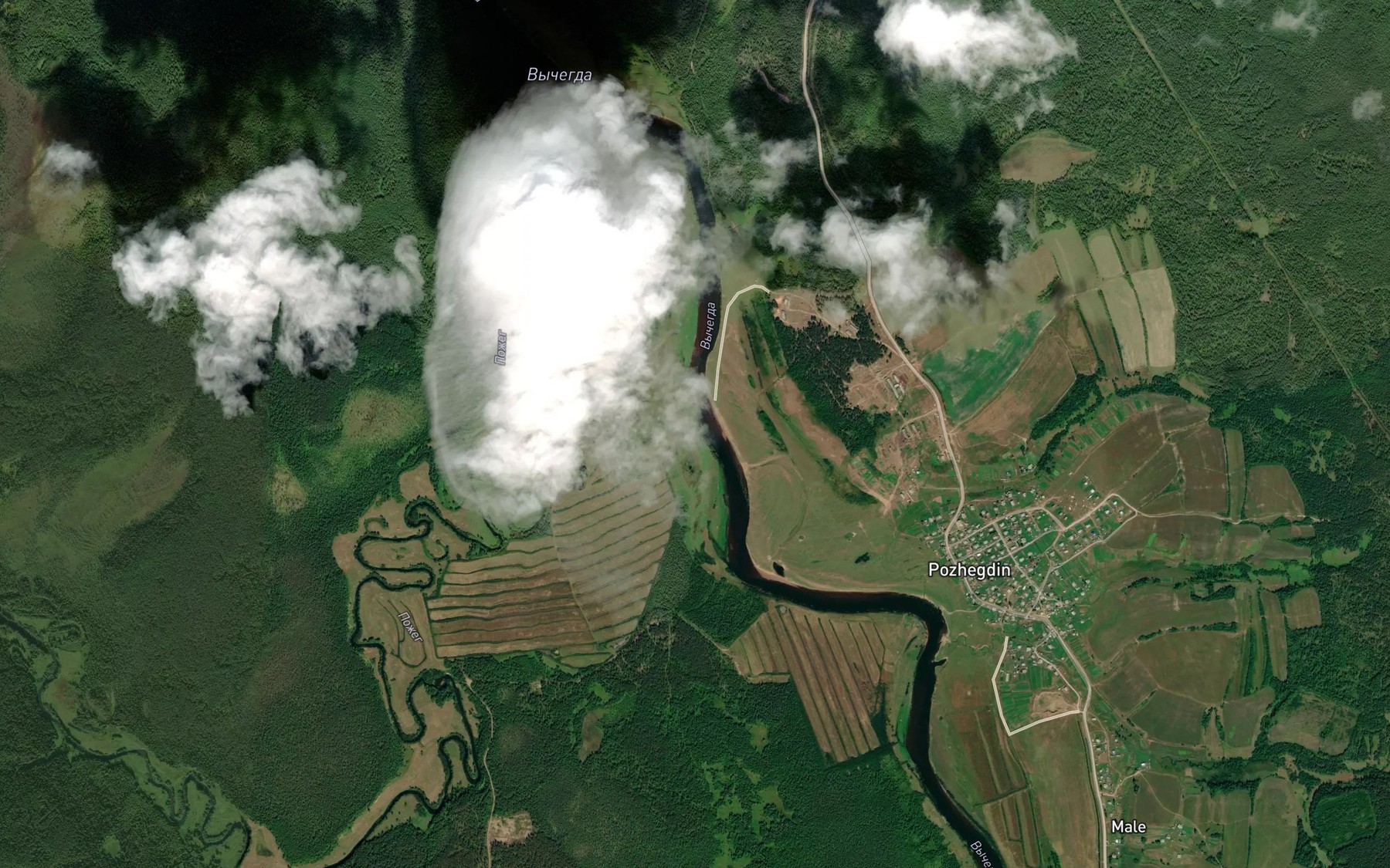 Satellite map of the Pozheg