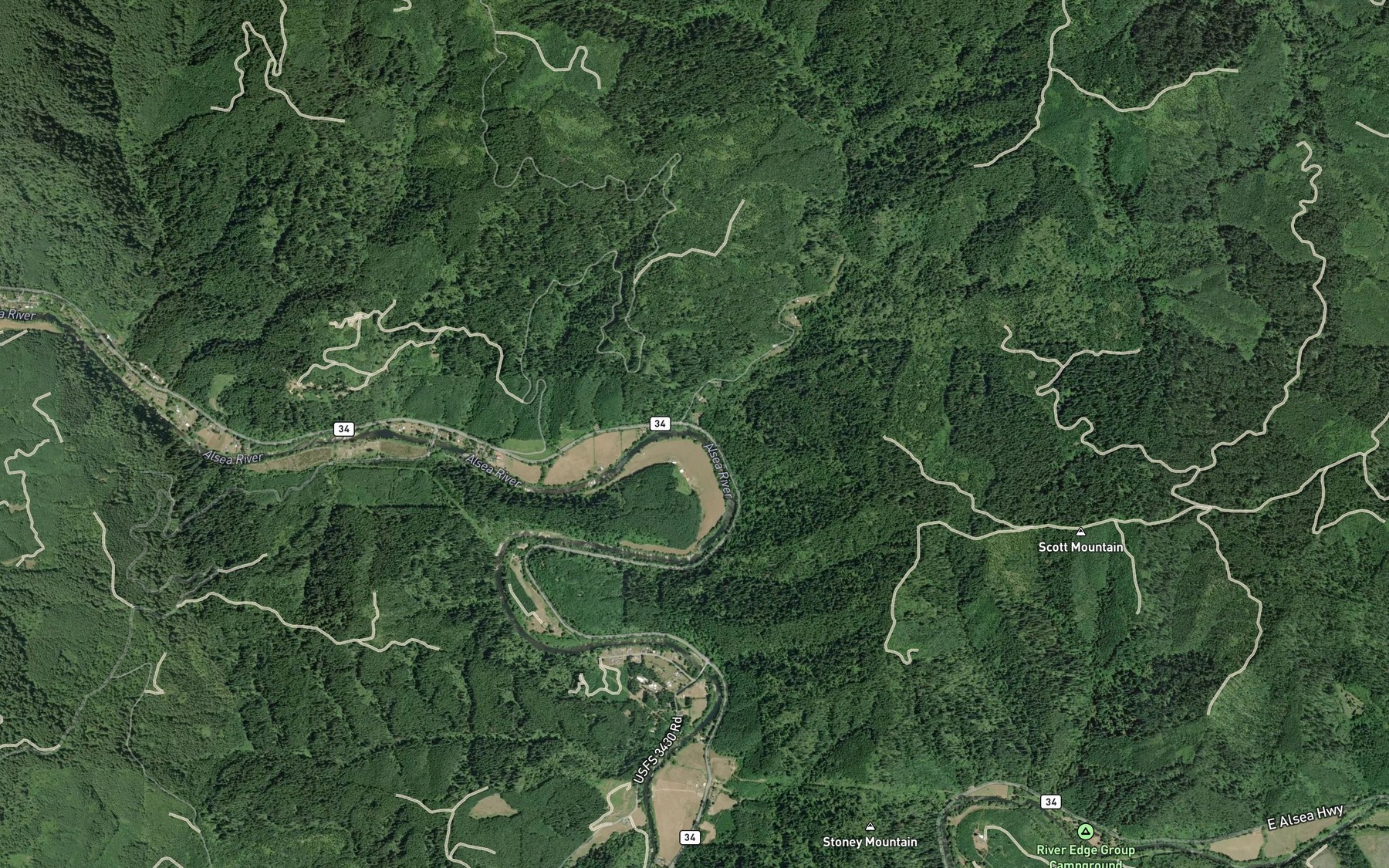 Satellite map of the Scott Creek
