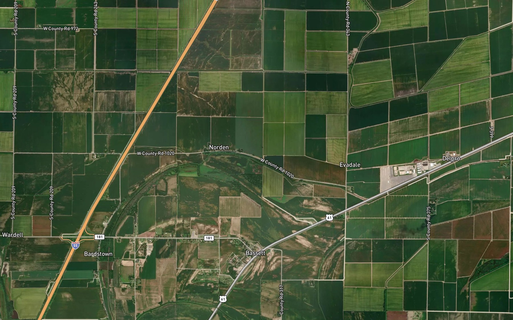 Satellite map of the Butler Lake Ditch