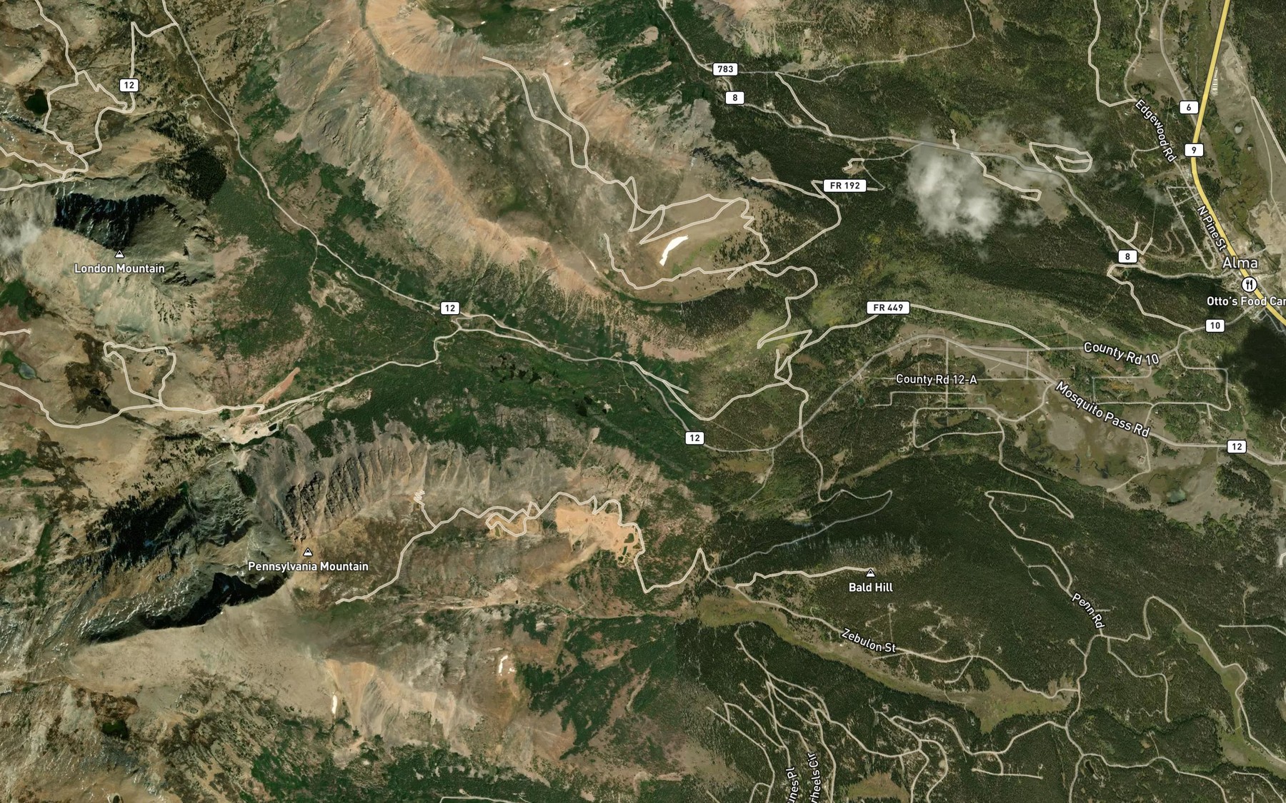Satellite map of the South Mosquito Creek
