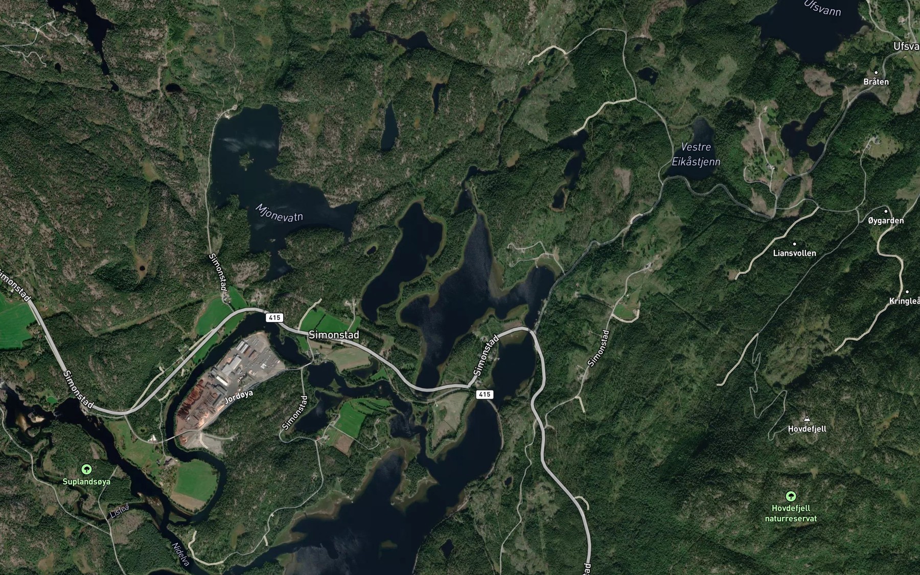 Satellite map of the Gjerustadkilen