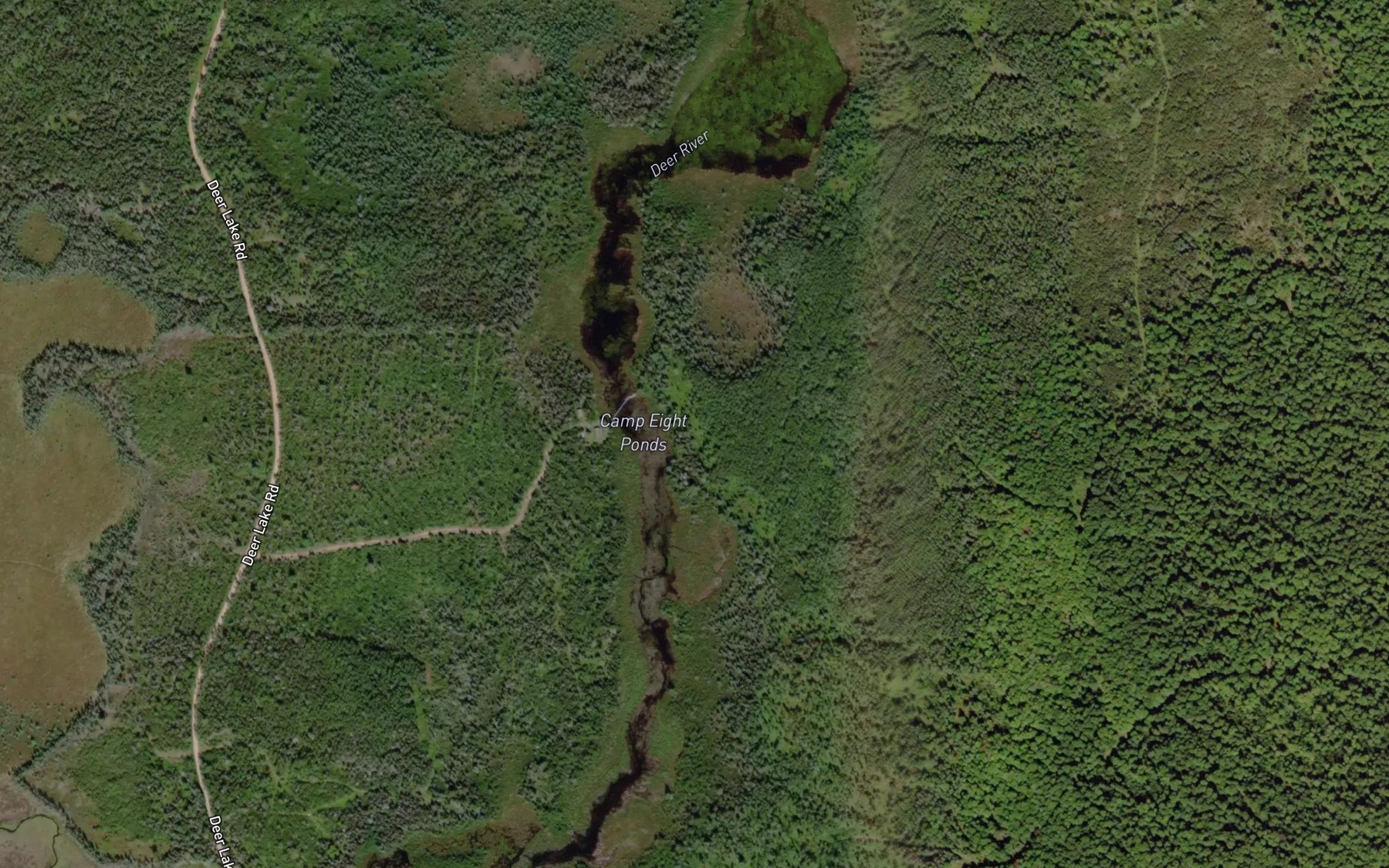 Satellite map of the Camp Eight Ponds