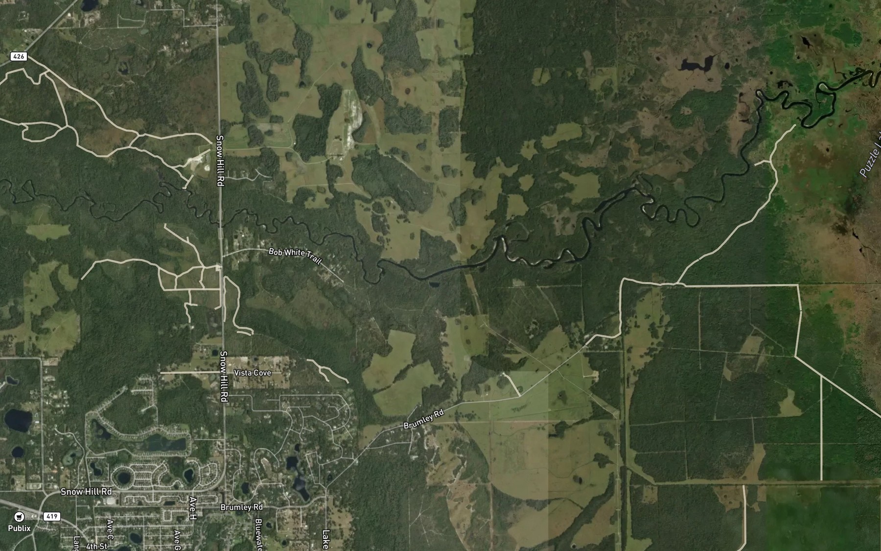 Satellite map of the Mills Creek