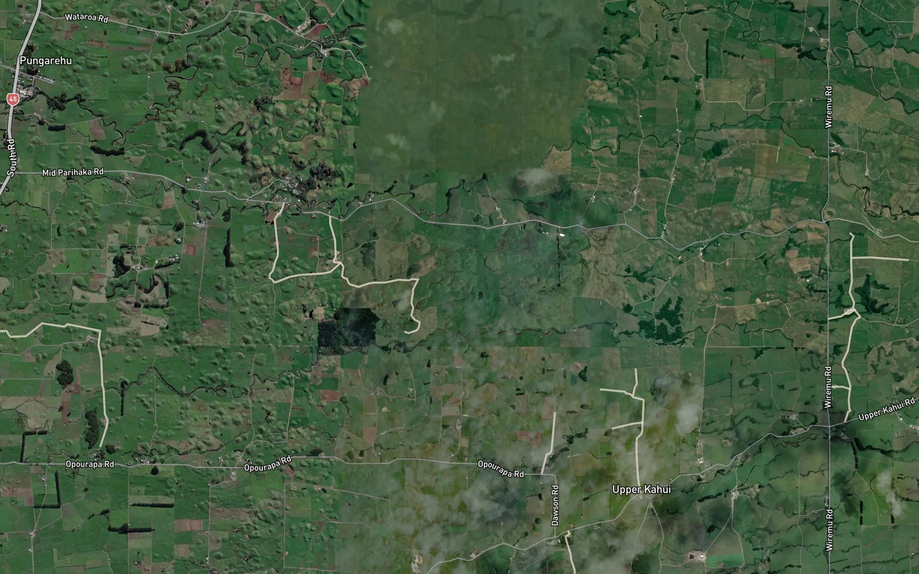 Satellite map of the Waitaha Stream