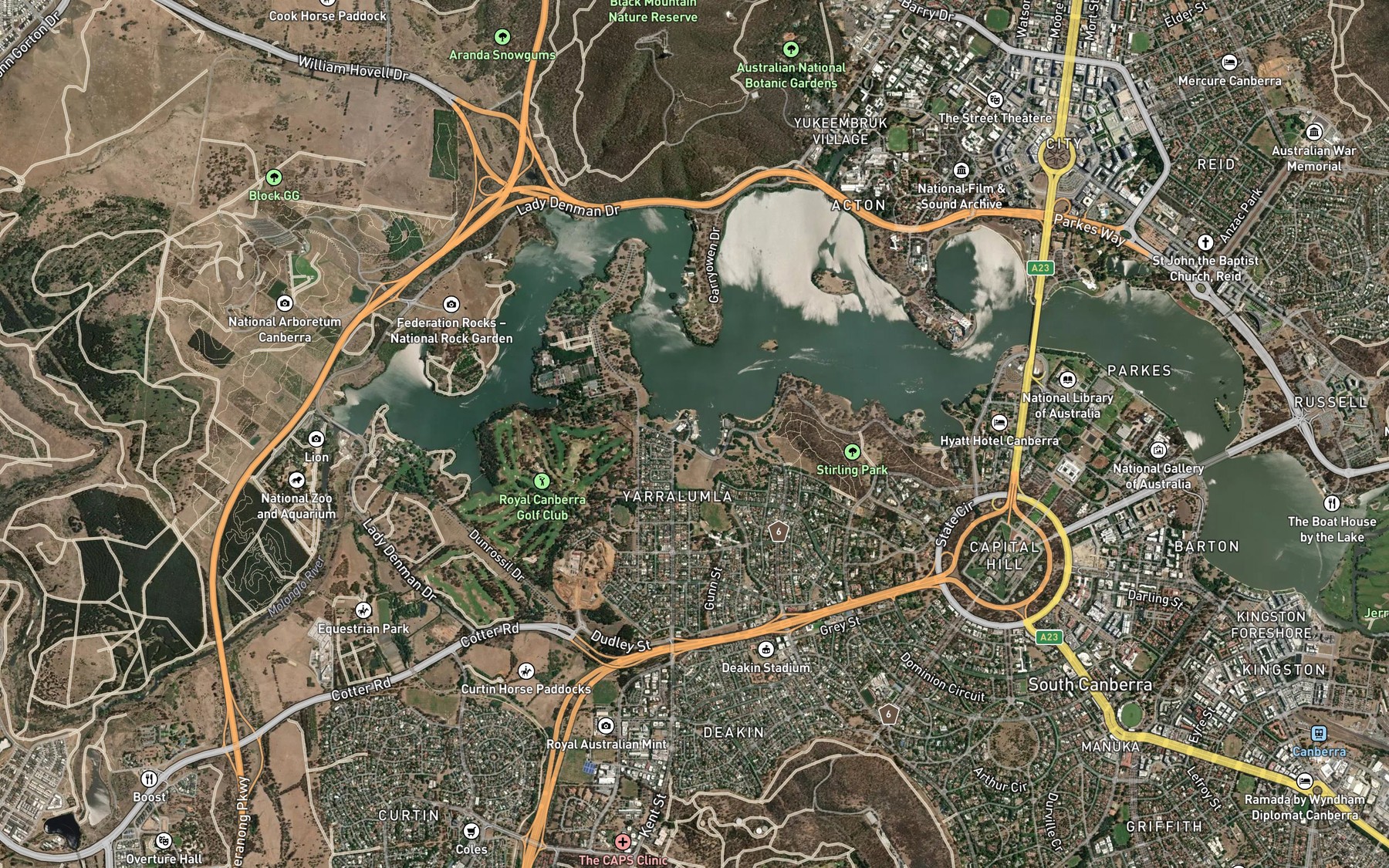 Satellite map of the Sullivans Creek