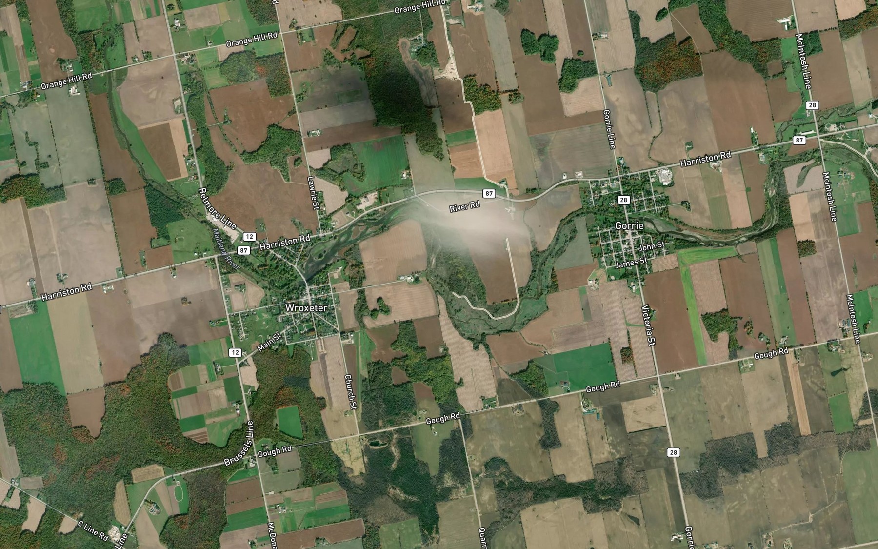 Satellite map of the Wroxeter Mill Pond
