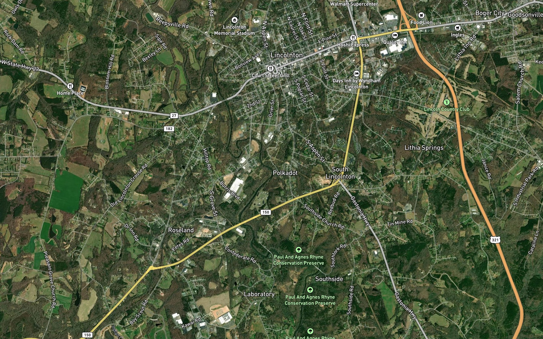 Satellite map of the Lithia Branch