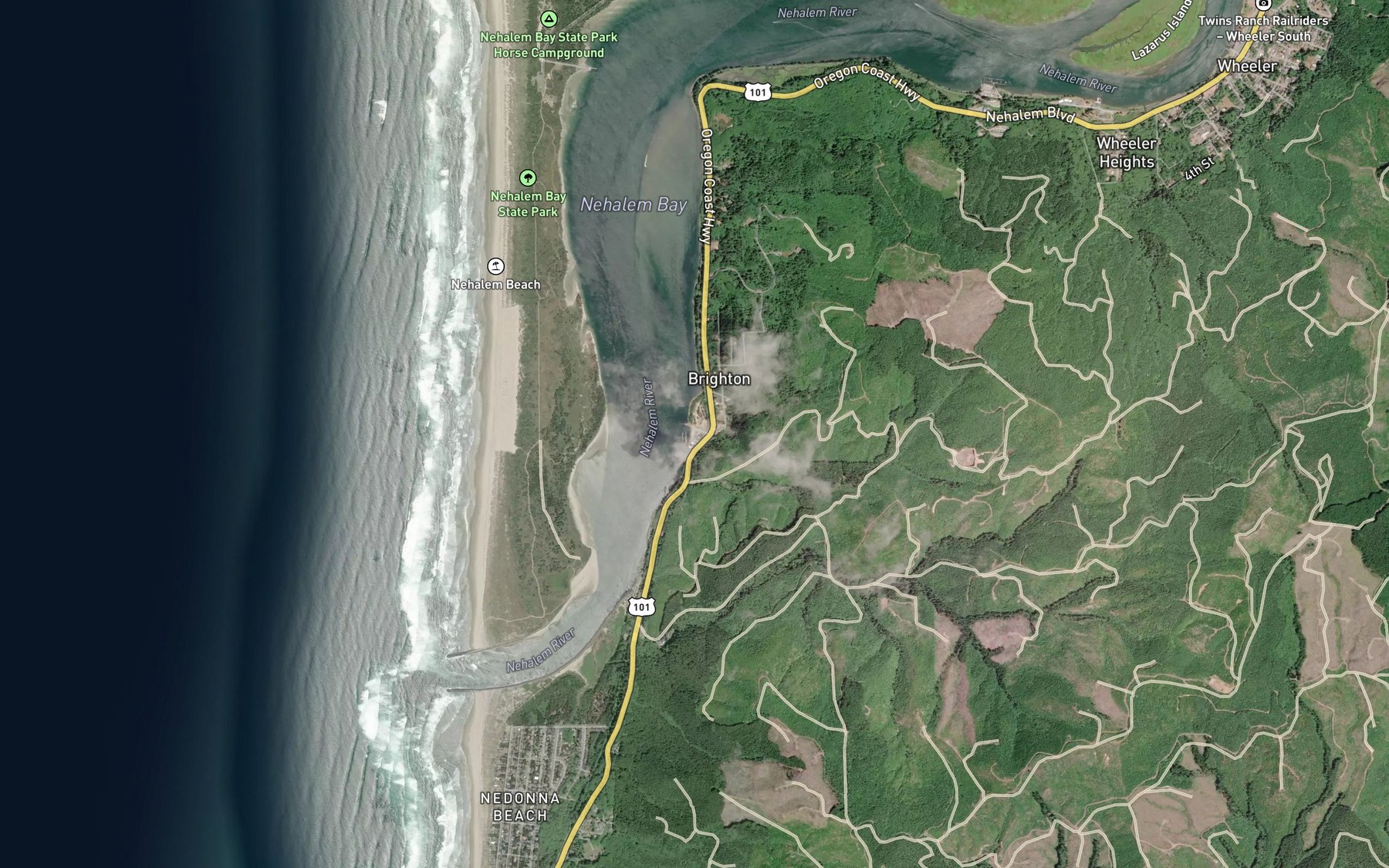 Satellite map of the Clear Creek